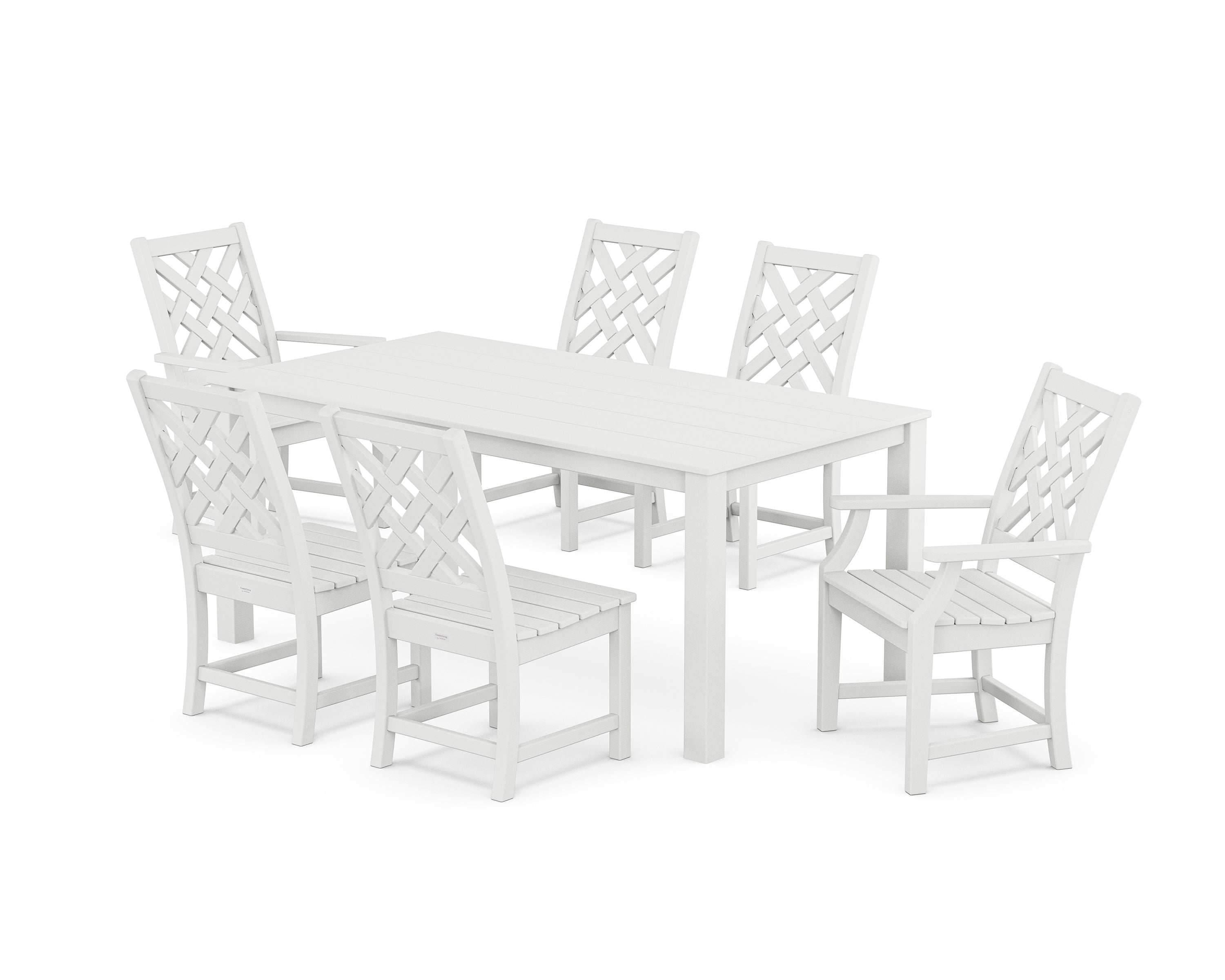 Country Living Wovendale 7-Piece Parsons Dining Set in White