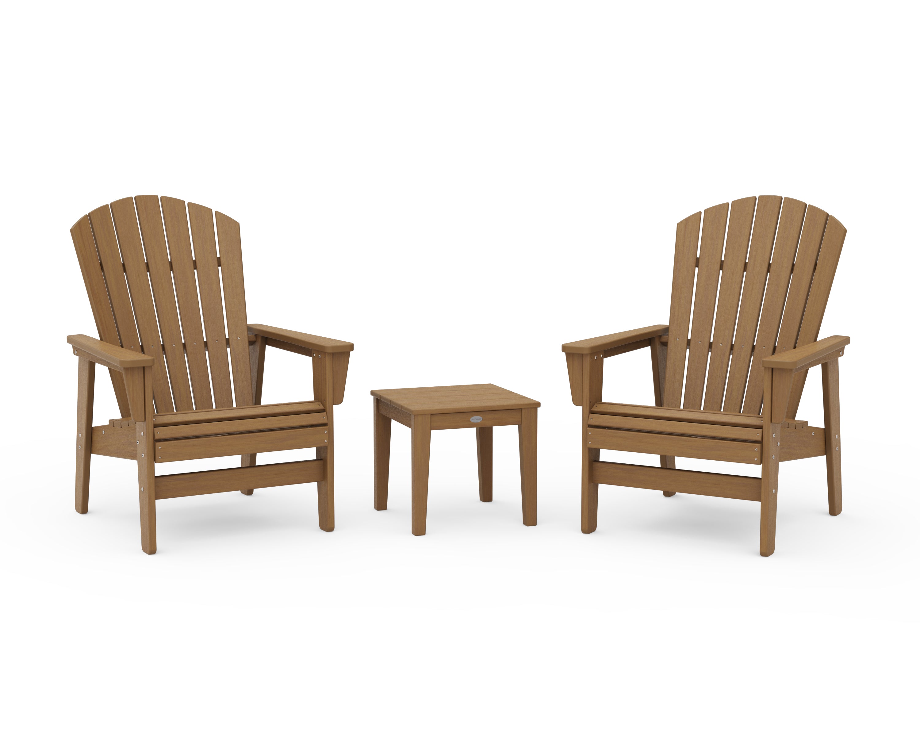 POLYWOOD 3-Piece Nautical Grand Upright Adirondack Set in Natural