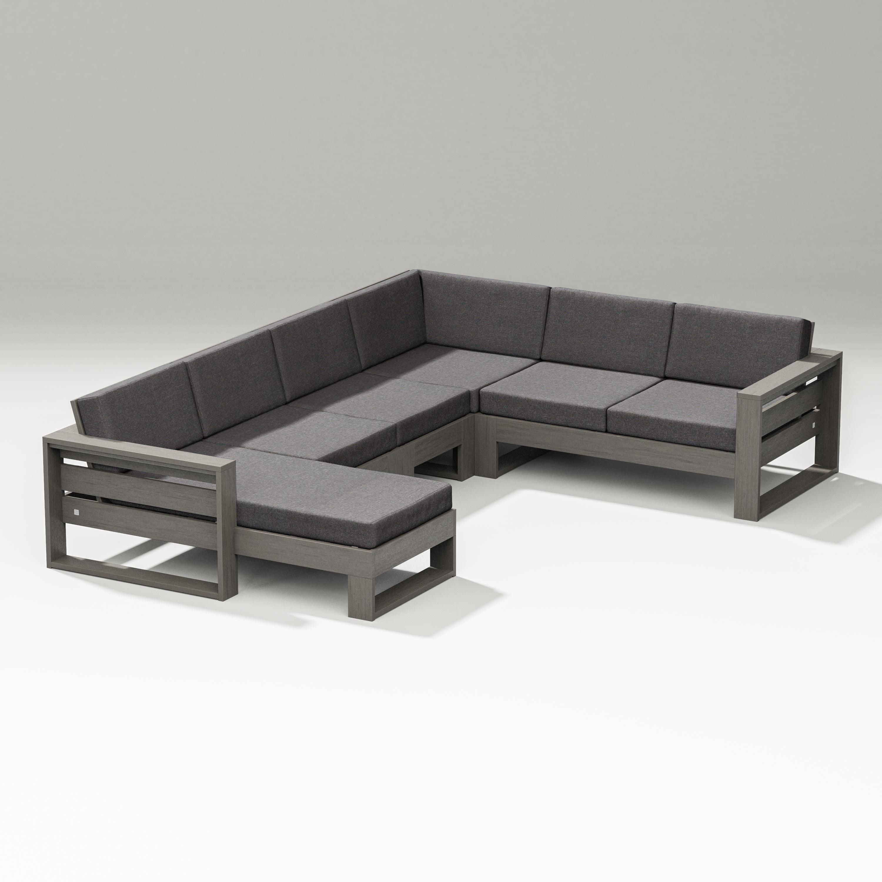 PW Designer Series Latitude Corner Sectional with Left Chaise in Driftwood / Ash Charcoal