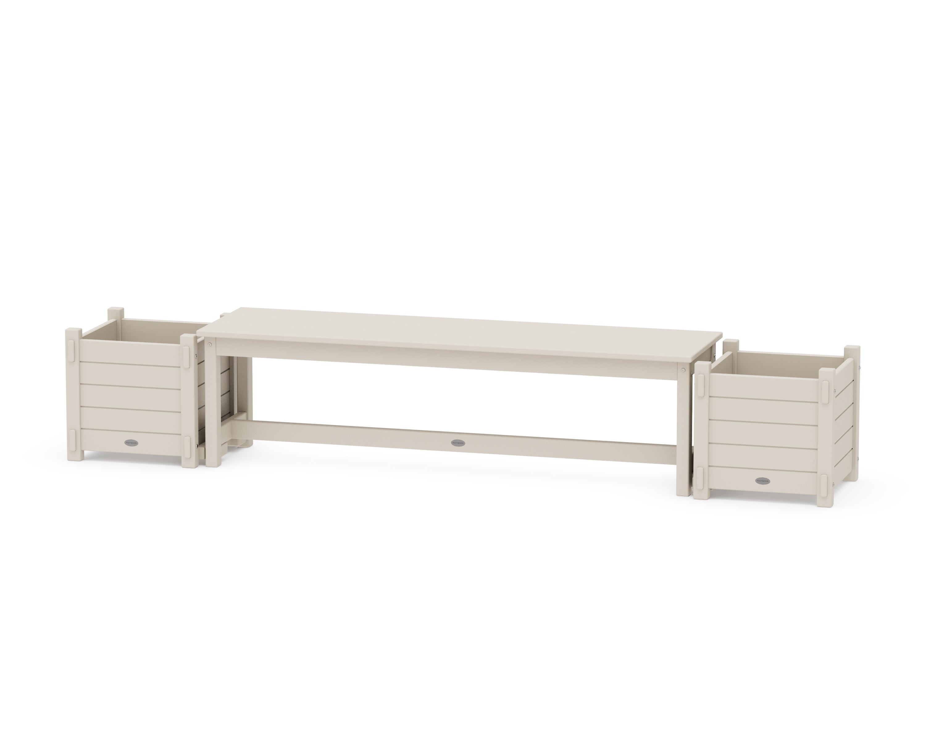 POLYWOOD 60" Nautical Straight Planter Bench Set in Sand