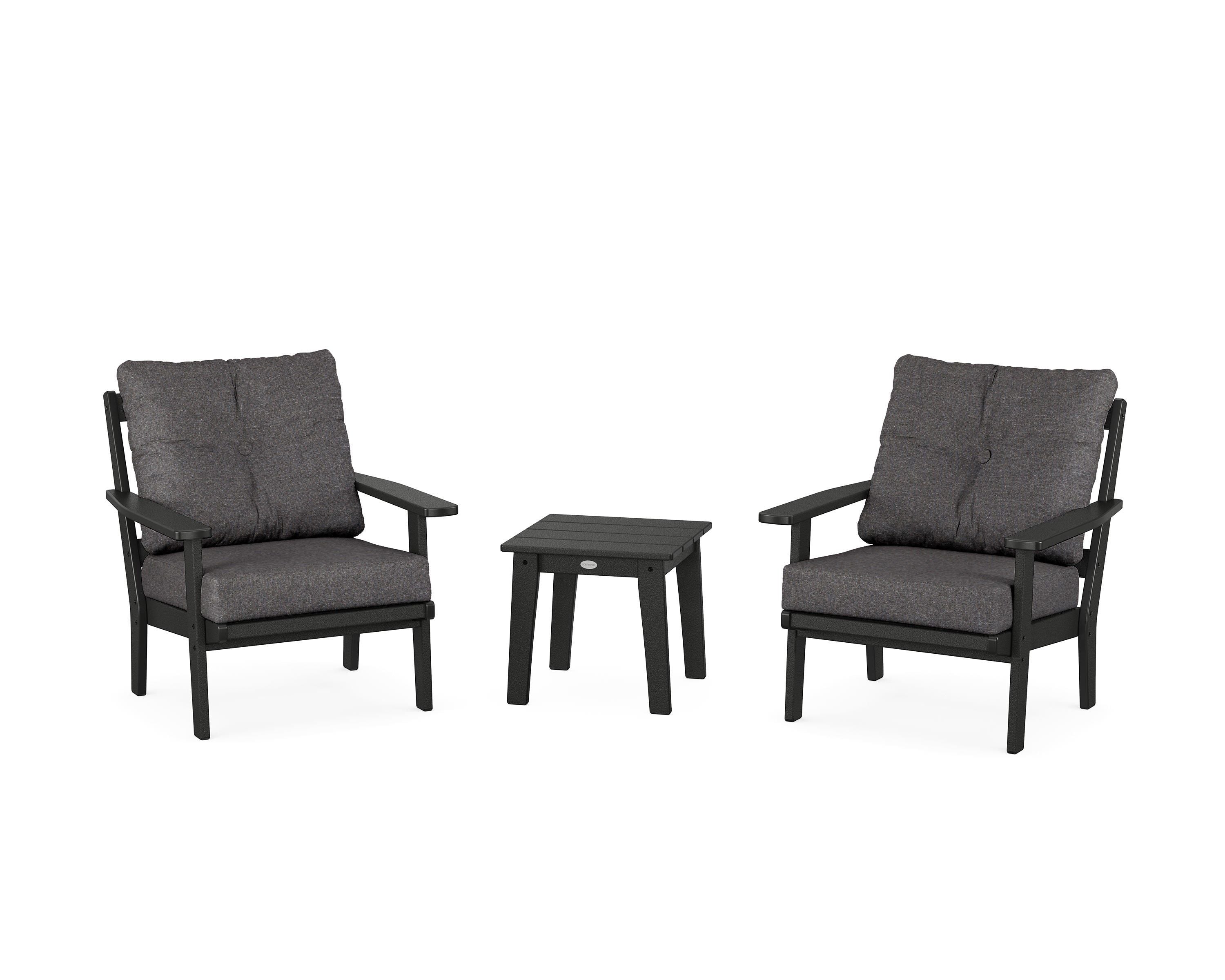 POLYWOOD Prairie 3-Piece Deep Seating Set in Black / Ash Charcoal
