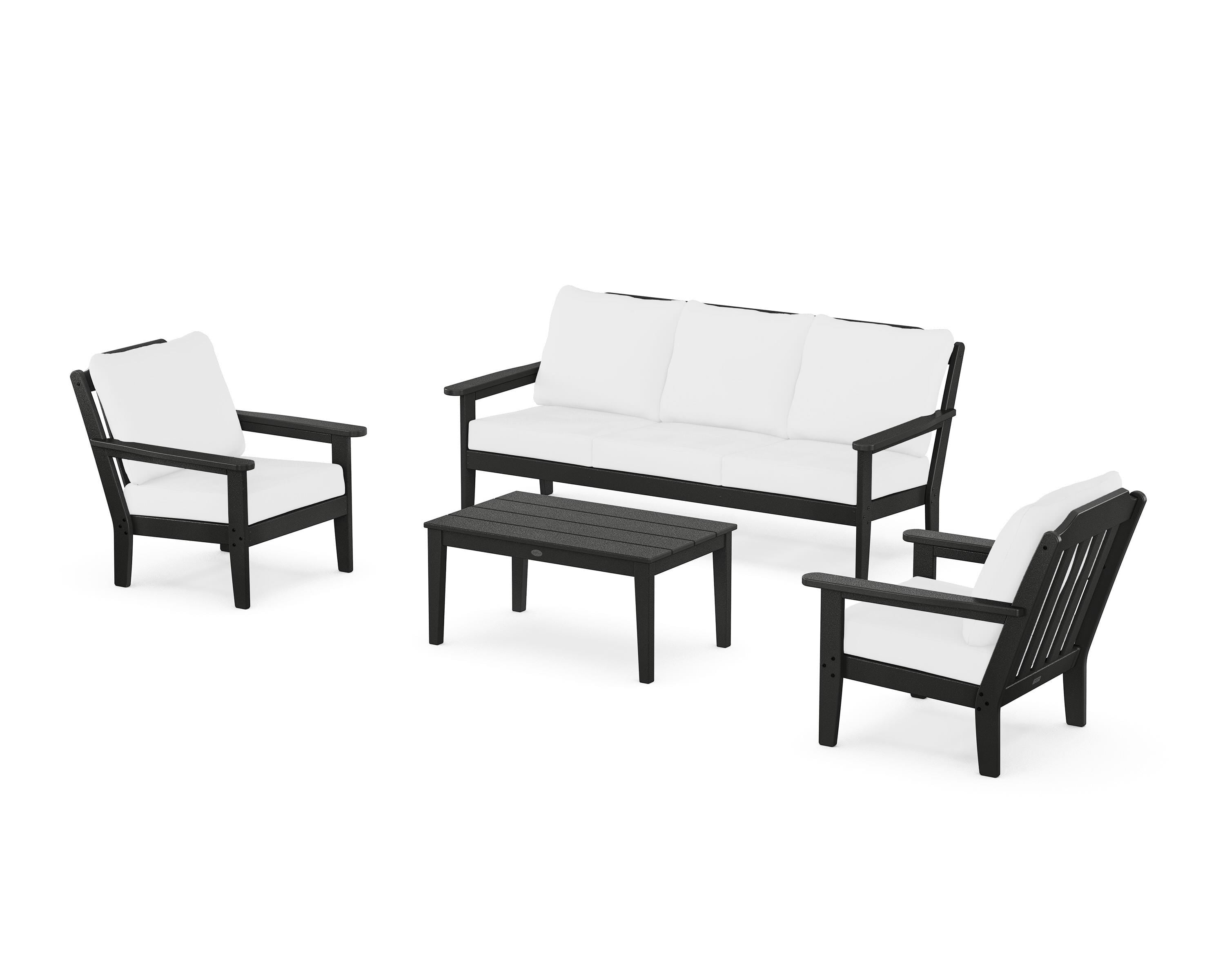Country Living Cottage 4-Piece Deep Seating Set with Sofa in Black / Natural