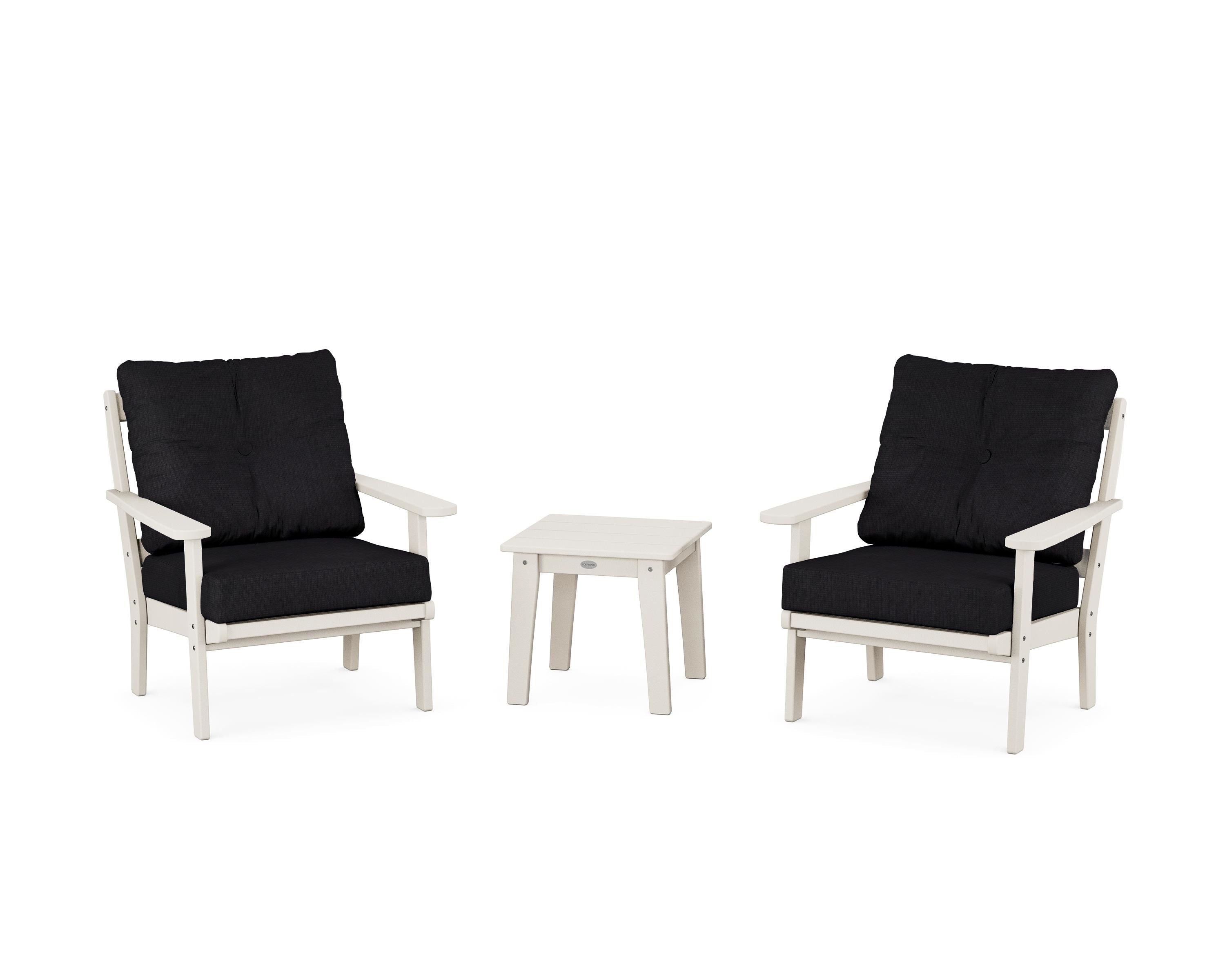 POLYWOOD Mission 3-Piece Deep Seating Set in Sand / Midnight Linen