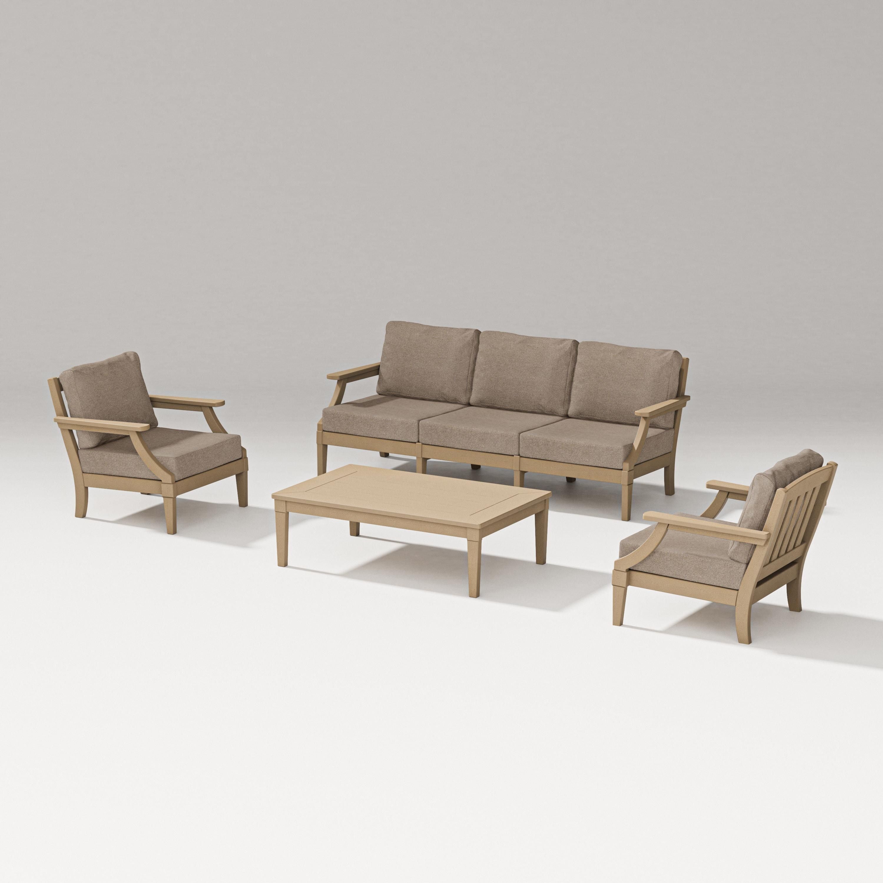 PW Designer Series Estate 4-Piece Lounge Sofa Set in Vintage Sahara / Spiced Burlap