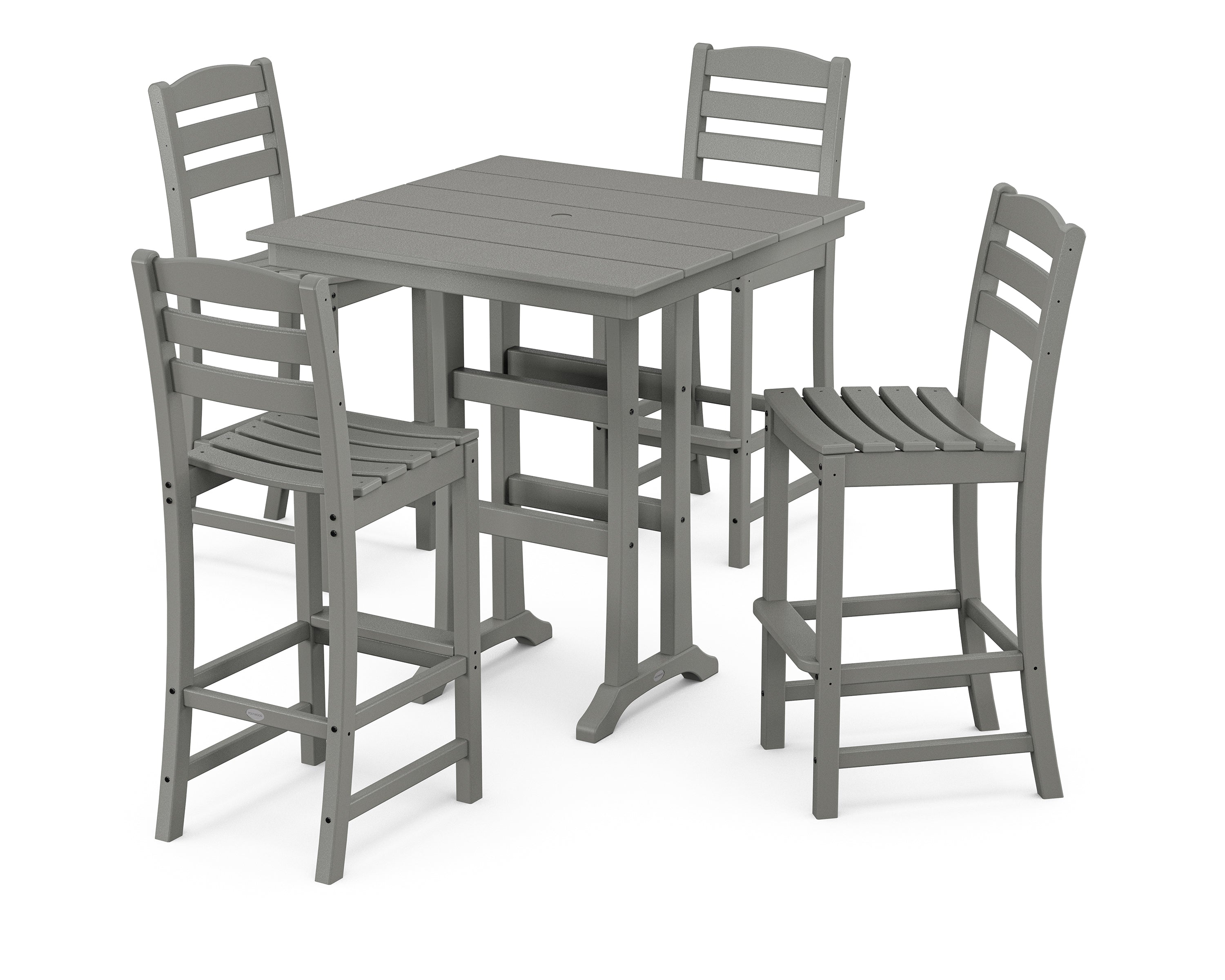 POLYWOOD La Casa Café 5-Piece Farmhouse Trestle Bar Set in Slate Grey
