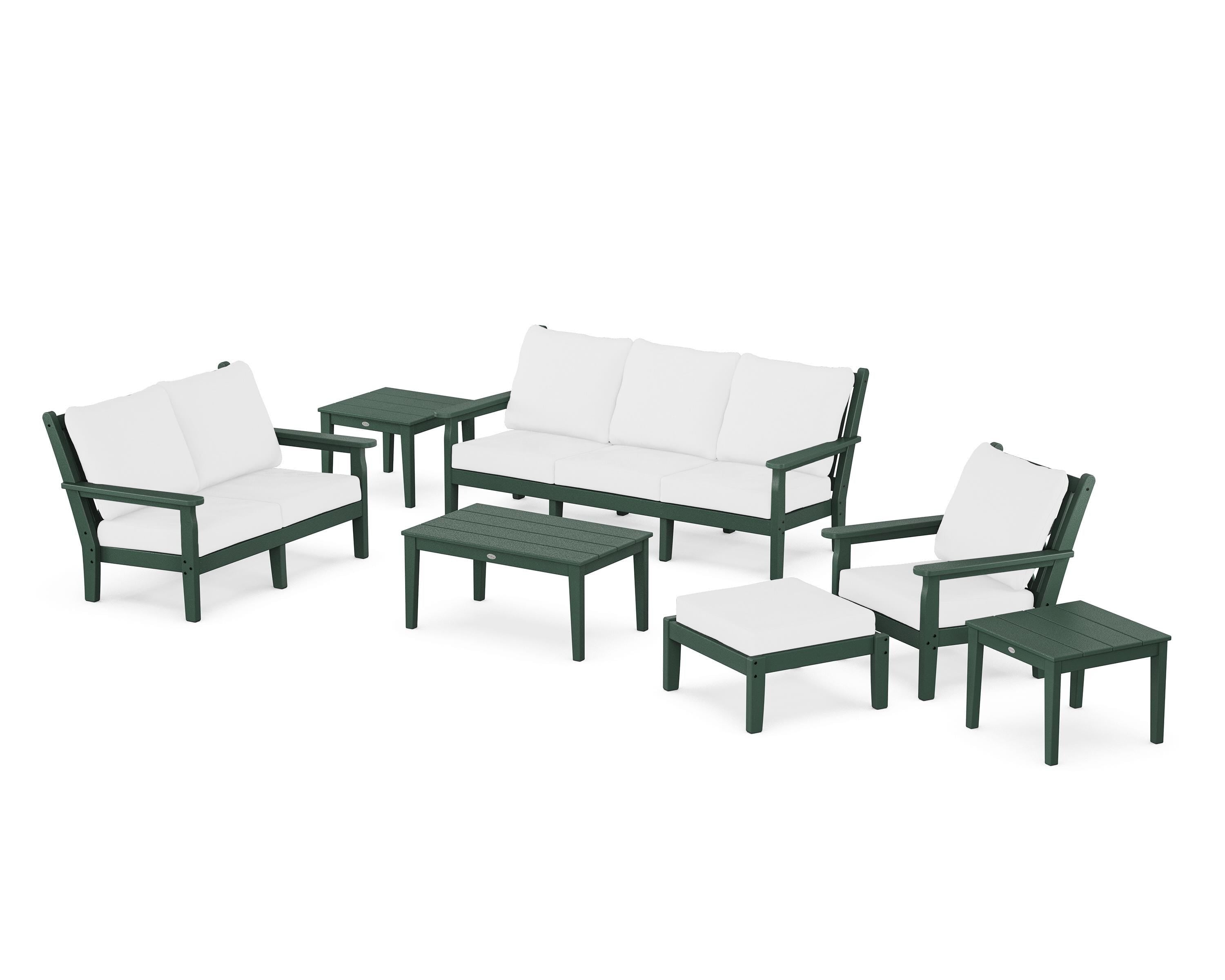 POLYWOOD Chippendale 7-Piece Deep Seating Set in Green / Natural