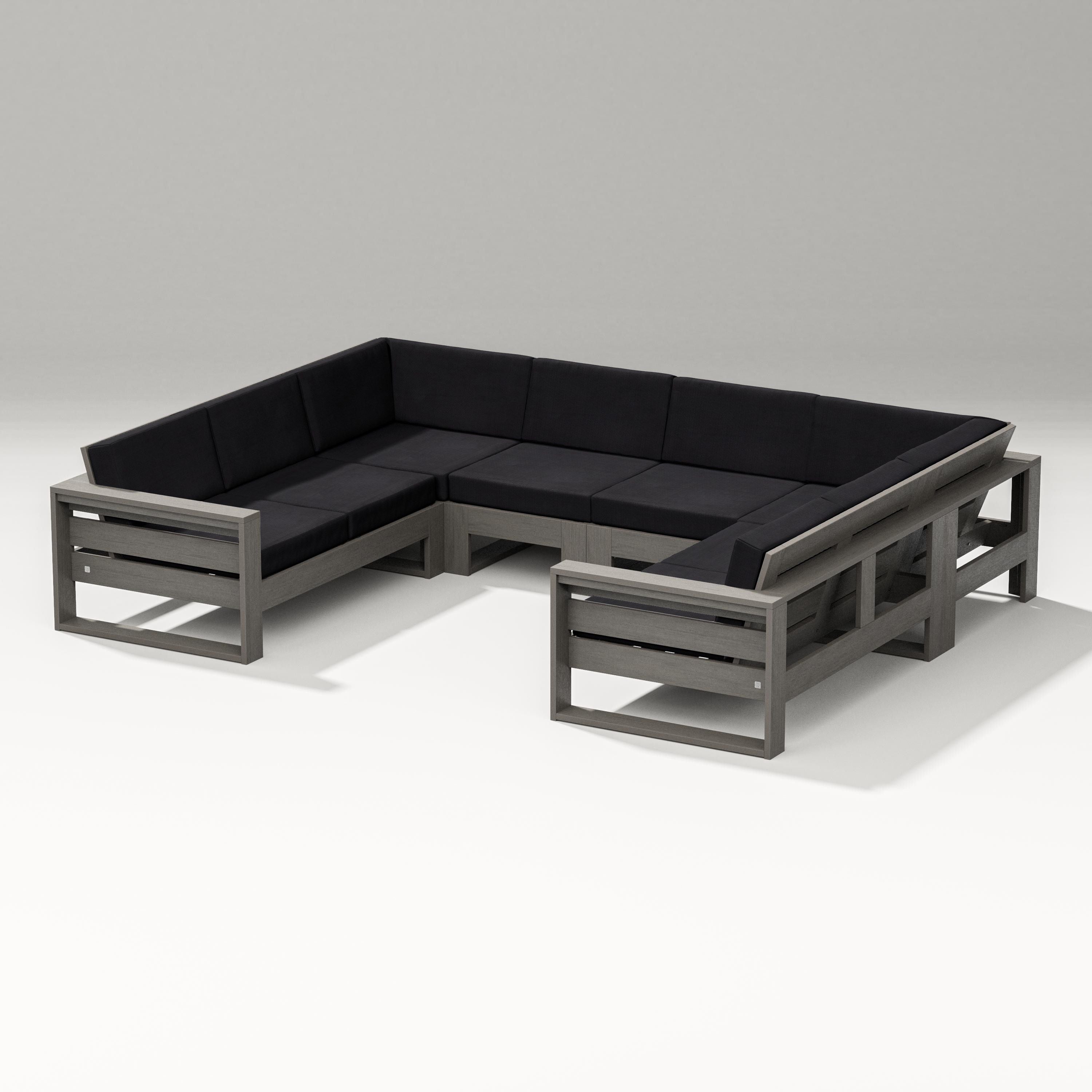 PW Designer Series Latitude U-Shaped Sectional in Driftwood / Midnight Linen