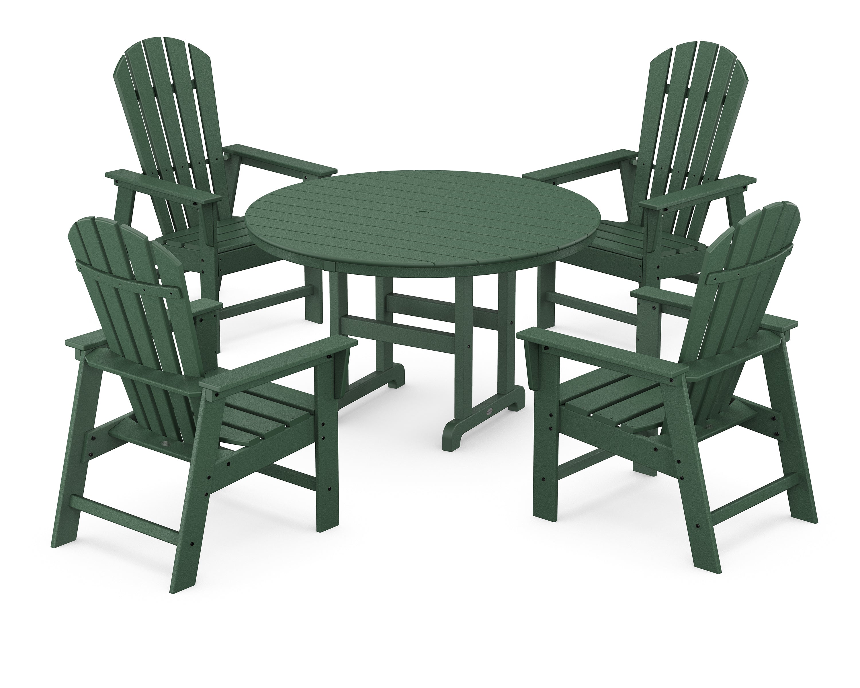 POLYWOOD® South Beach 5-Piece Round Farmhouse Dining Set in Green