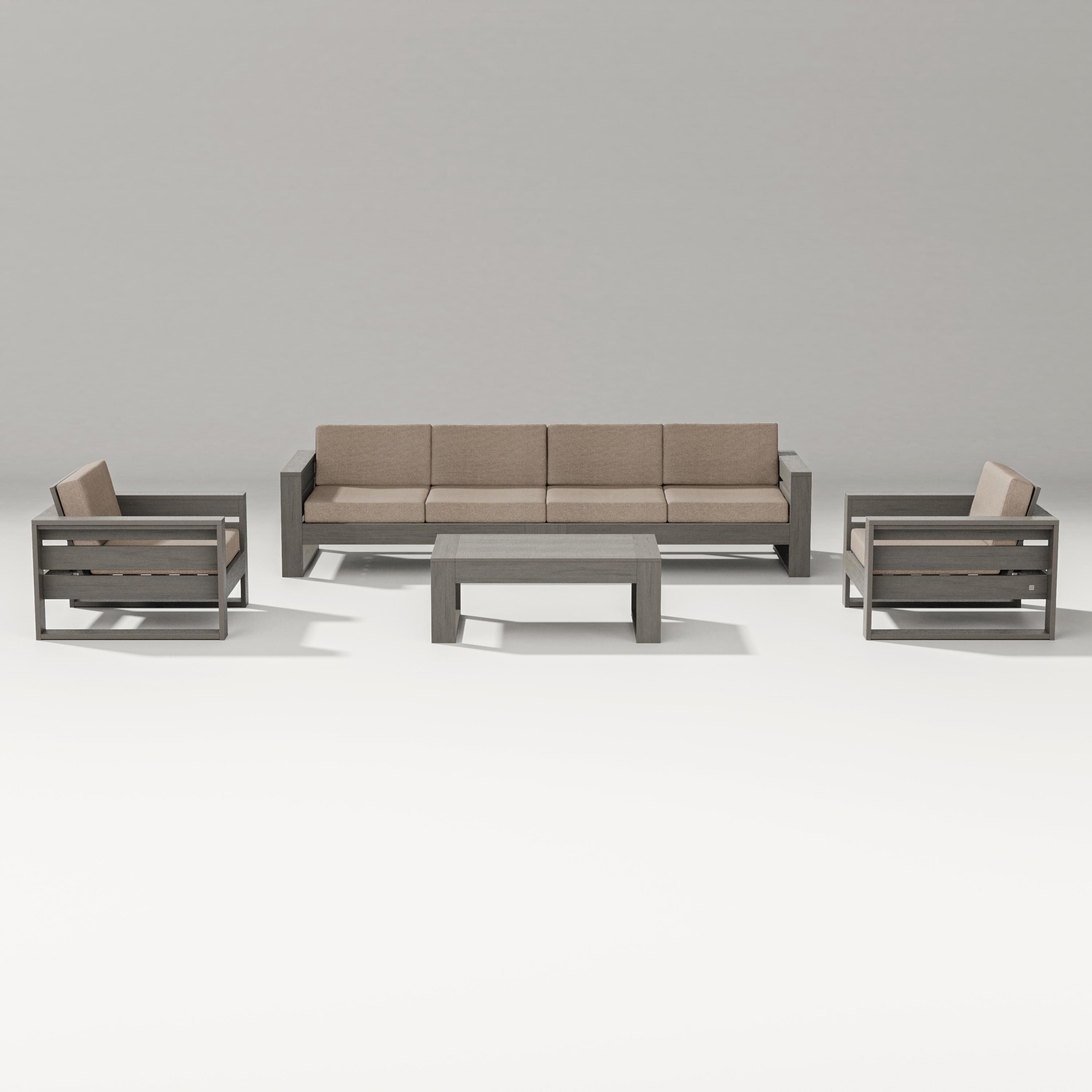 PW Designer Series Latitude 5-Piece Lounge Sofa Set in Driftwood / Spiced Burlap