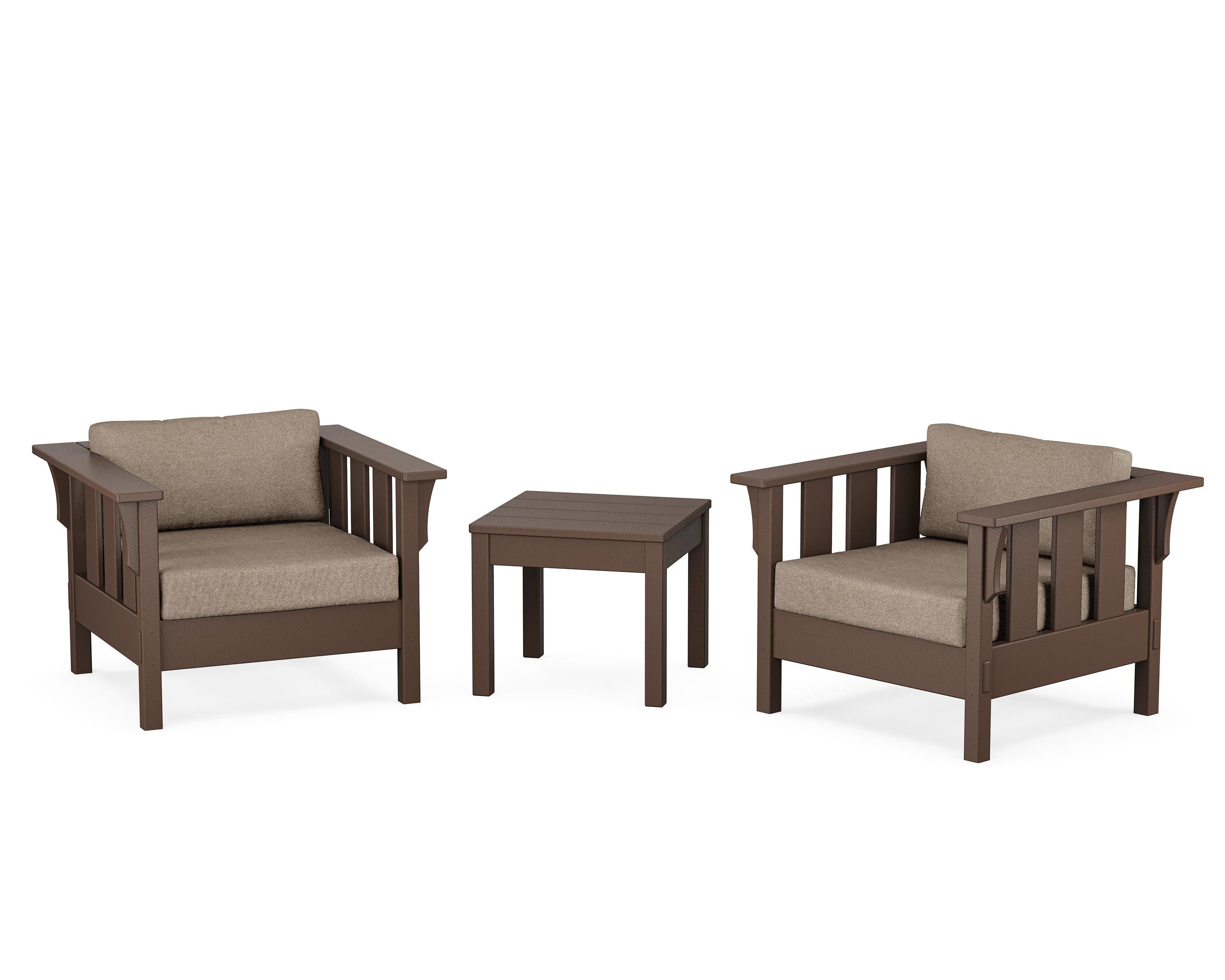 Martha Stewart by POLYWOOD Acadia 3-Piece Deep Seating Set in Mahogany / Spiced Burlap