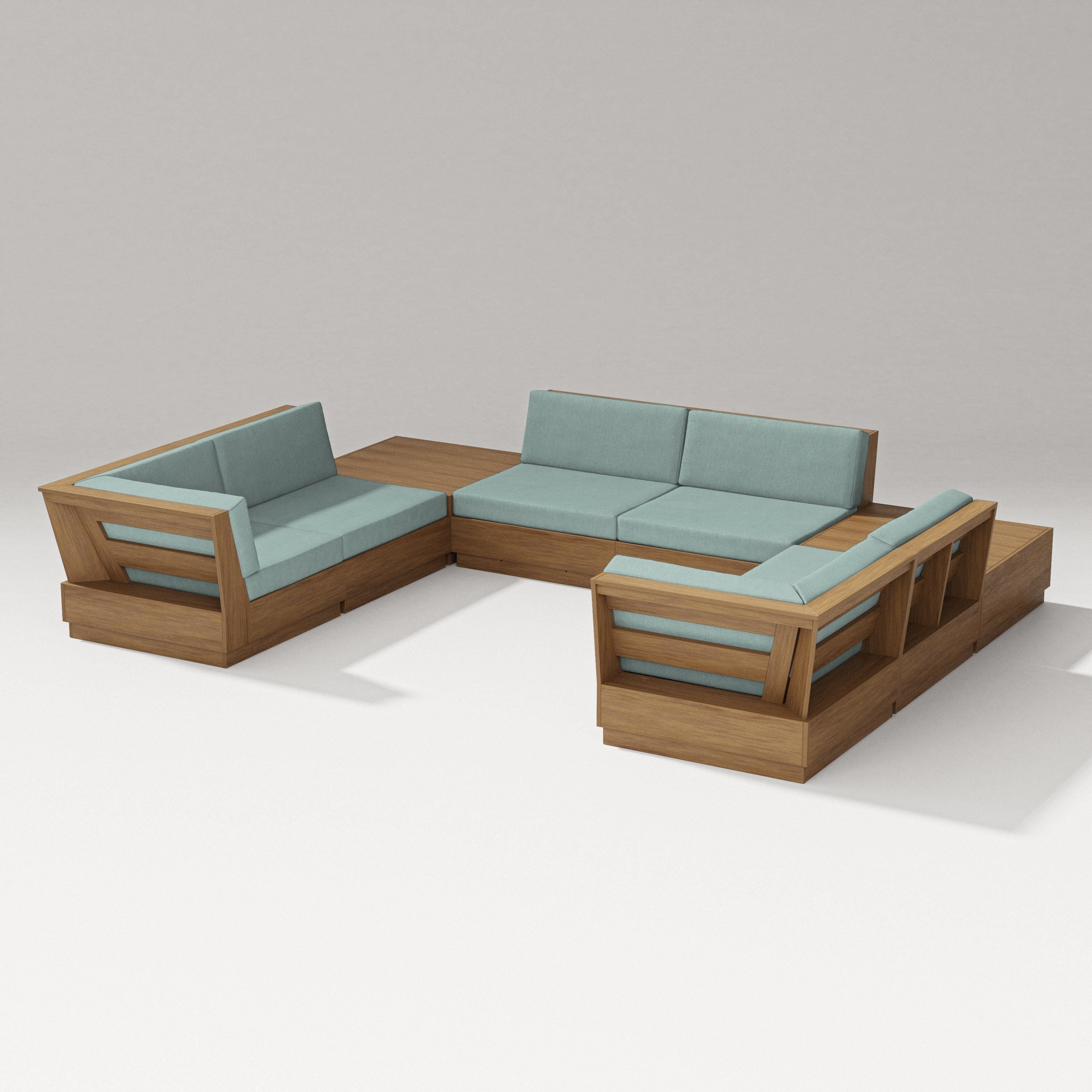 PW Designer Series Elevate 8-Piece U-Shaped Sectional in Natural / Glacier Spa