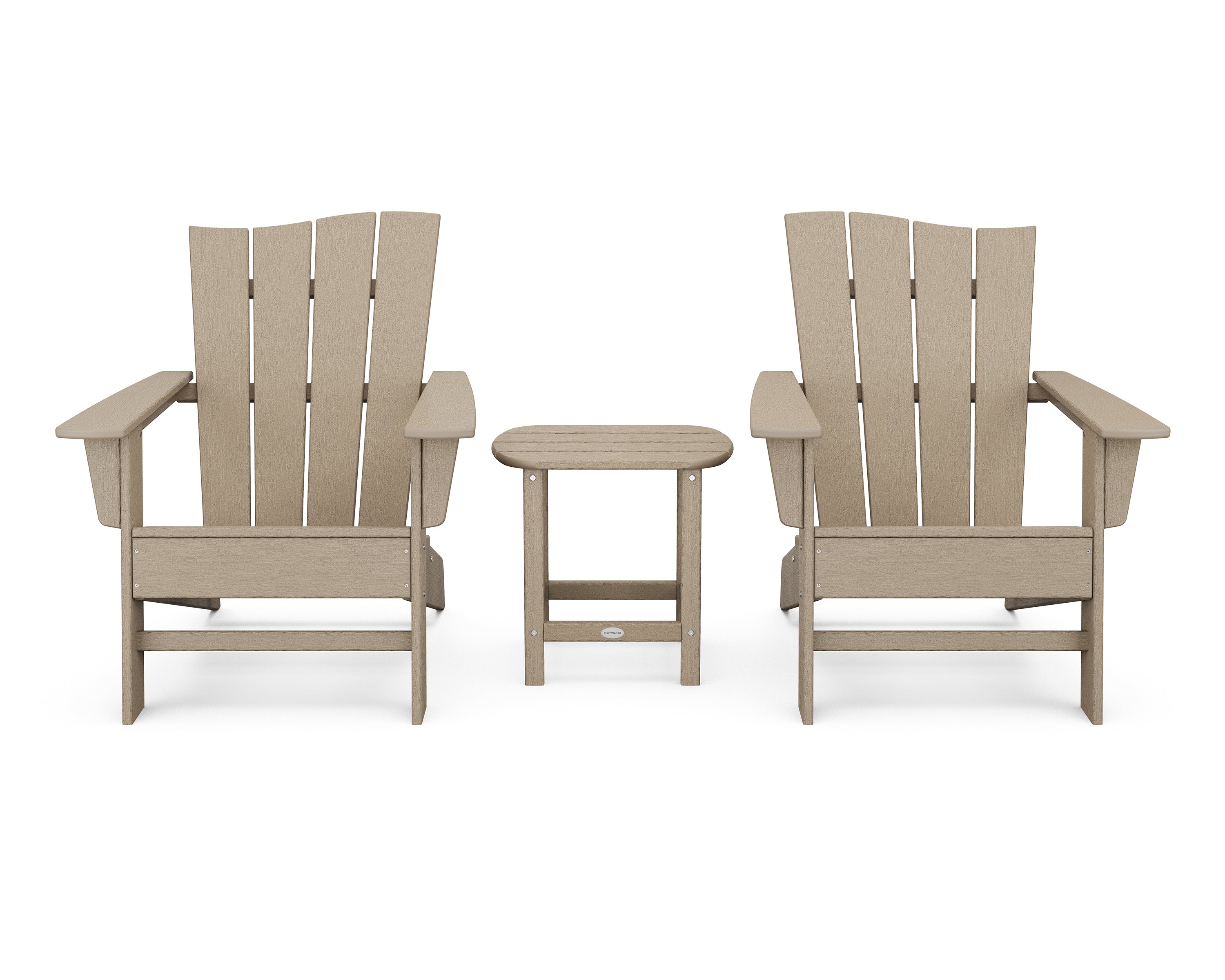 POLYWOOD® Wave 3-Piece Adirondack Chair Set in Vintage Sahara