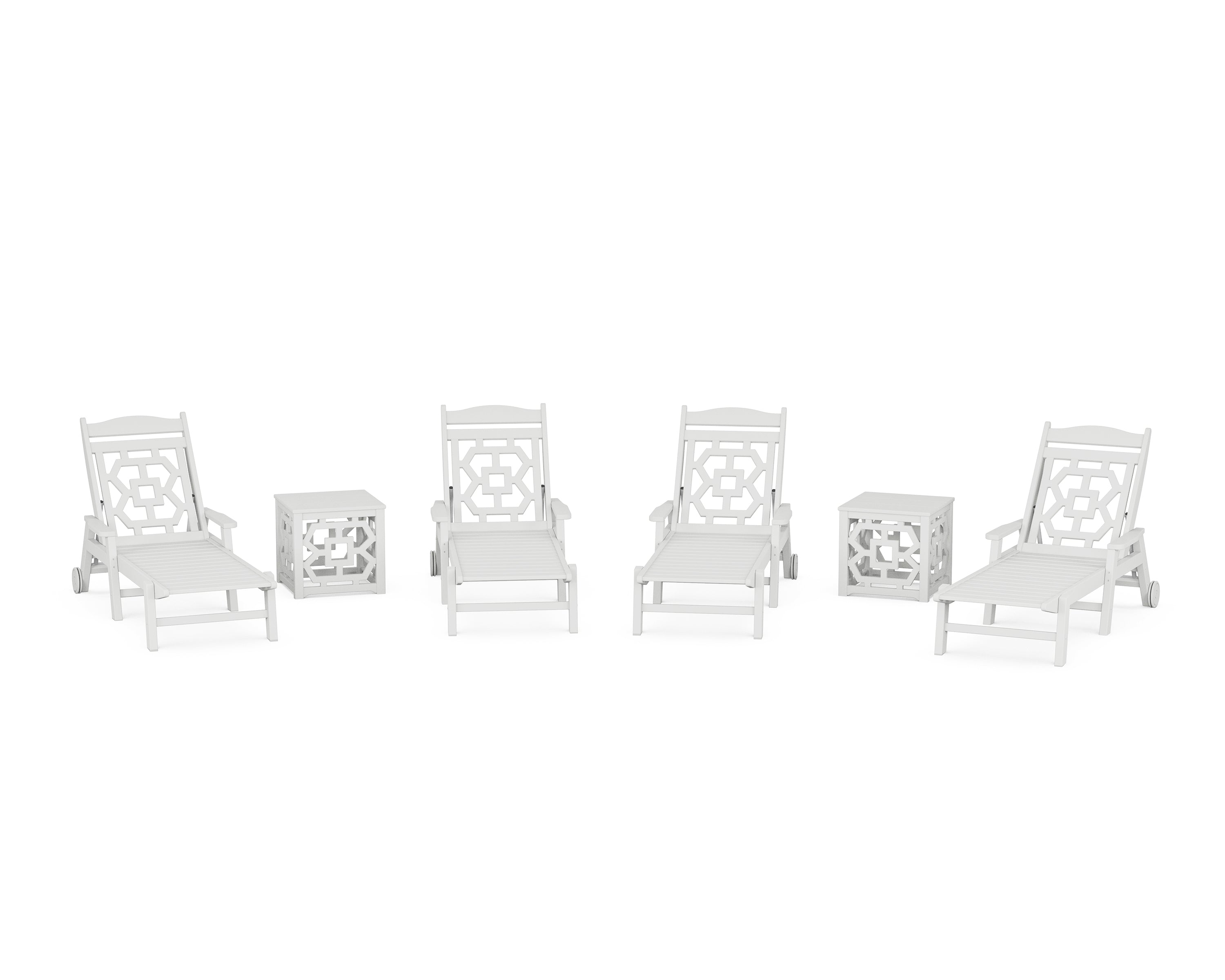 Martha Stewart by POLYWOOD Chinoiserie 6-Piece Chaise Set in White