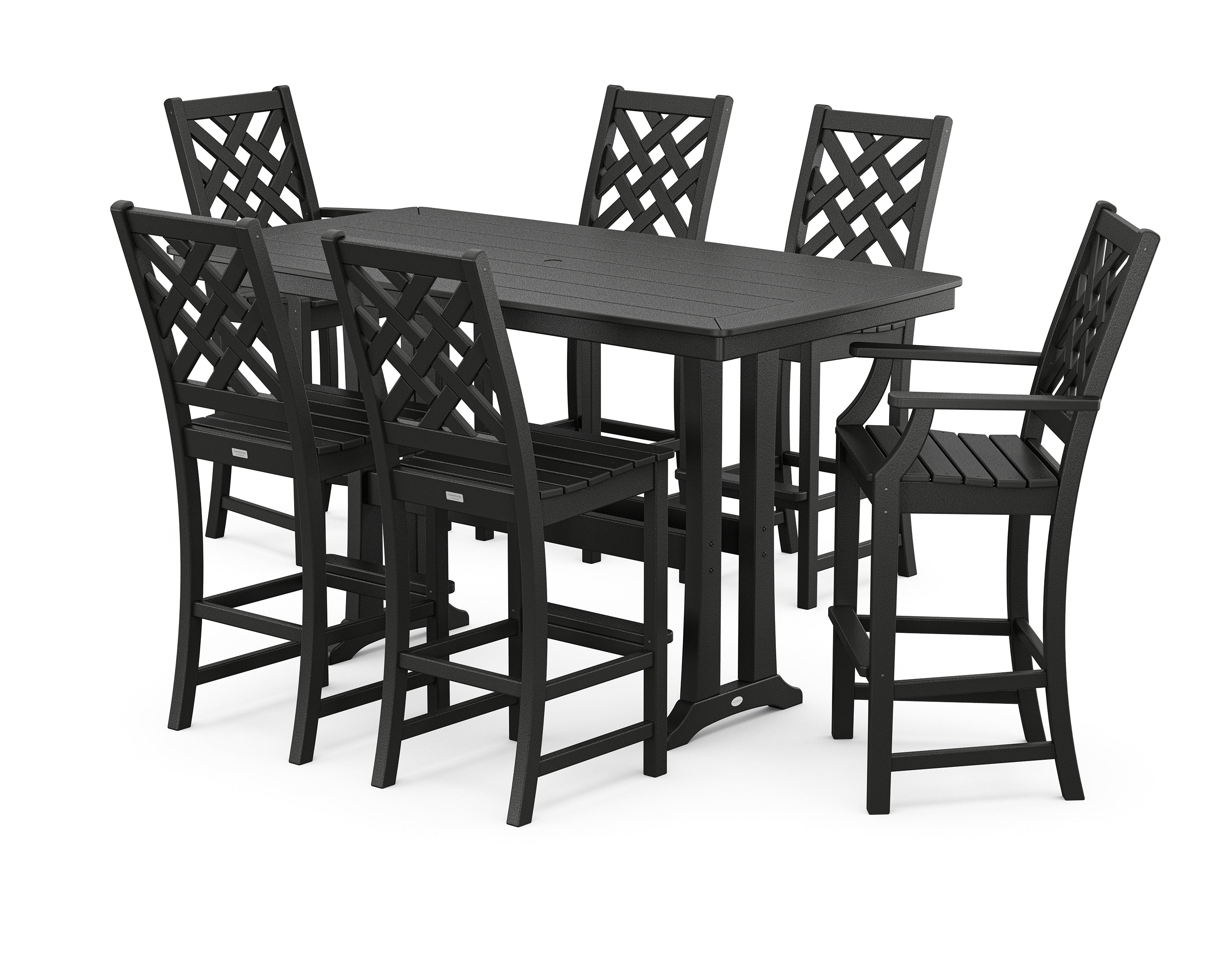 Country Living Wovendale 7-Piece Bar Set with Trestle Legs in Black