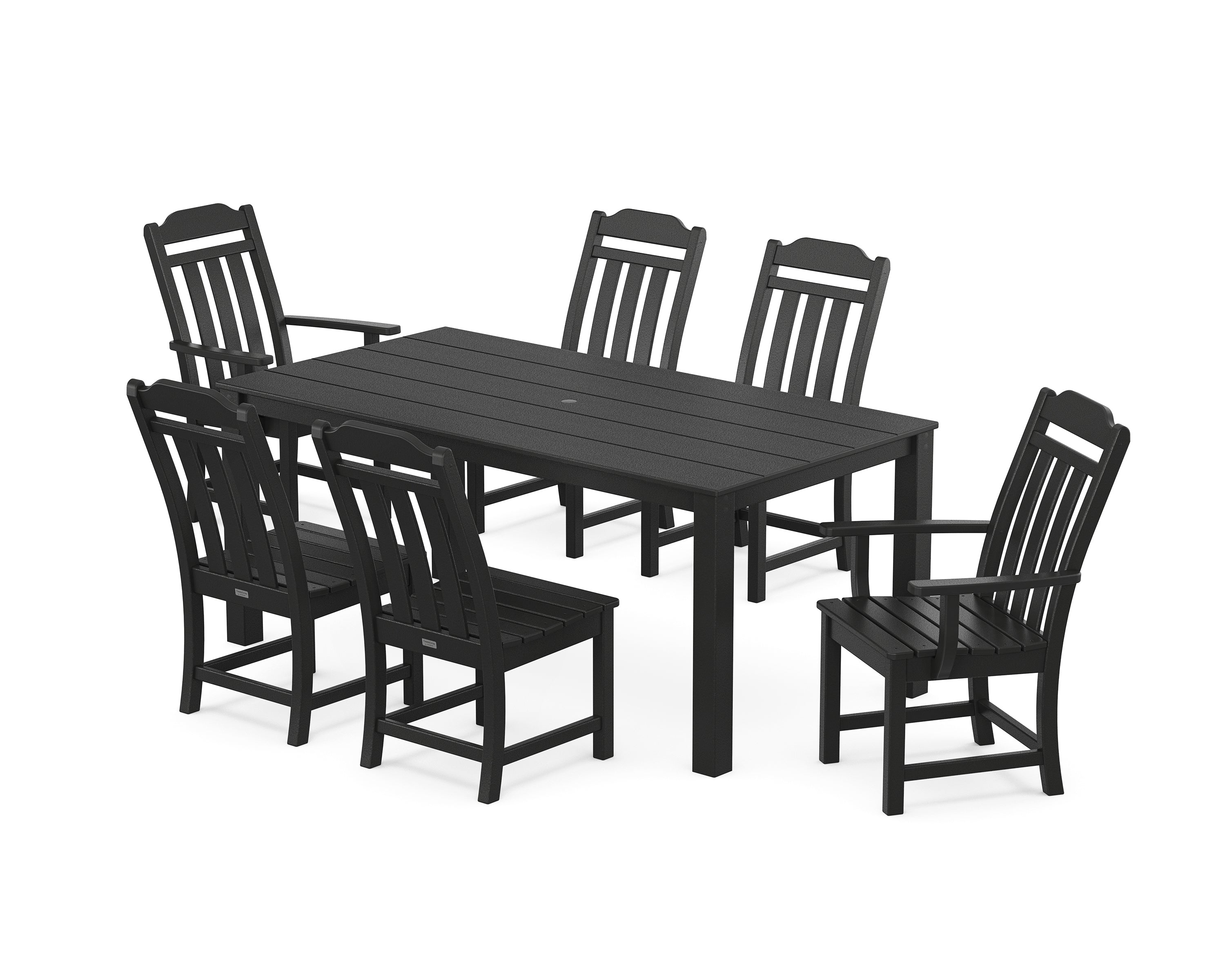 Polywood Country Living 7-Piece Parsons Dining Set in Black