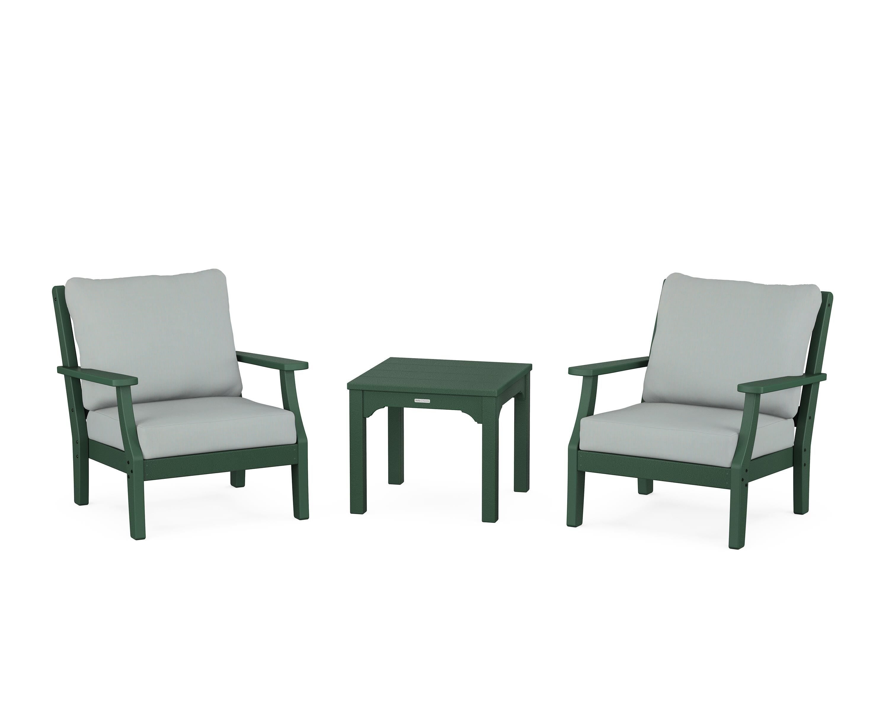 Martha Stewart by POLYWOOD Chinoiserie 3-Piece Deep Seating Set in Green / Spa