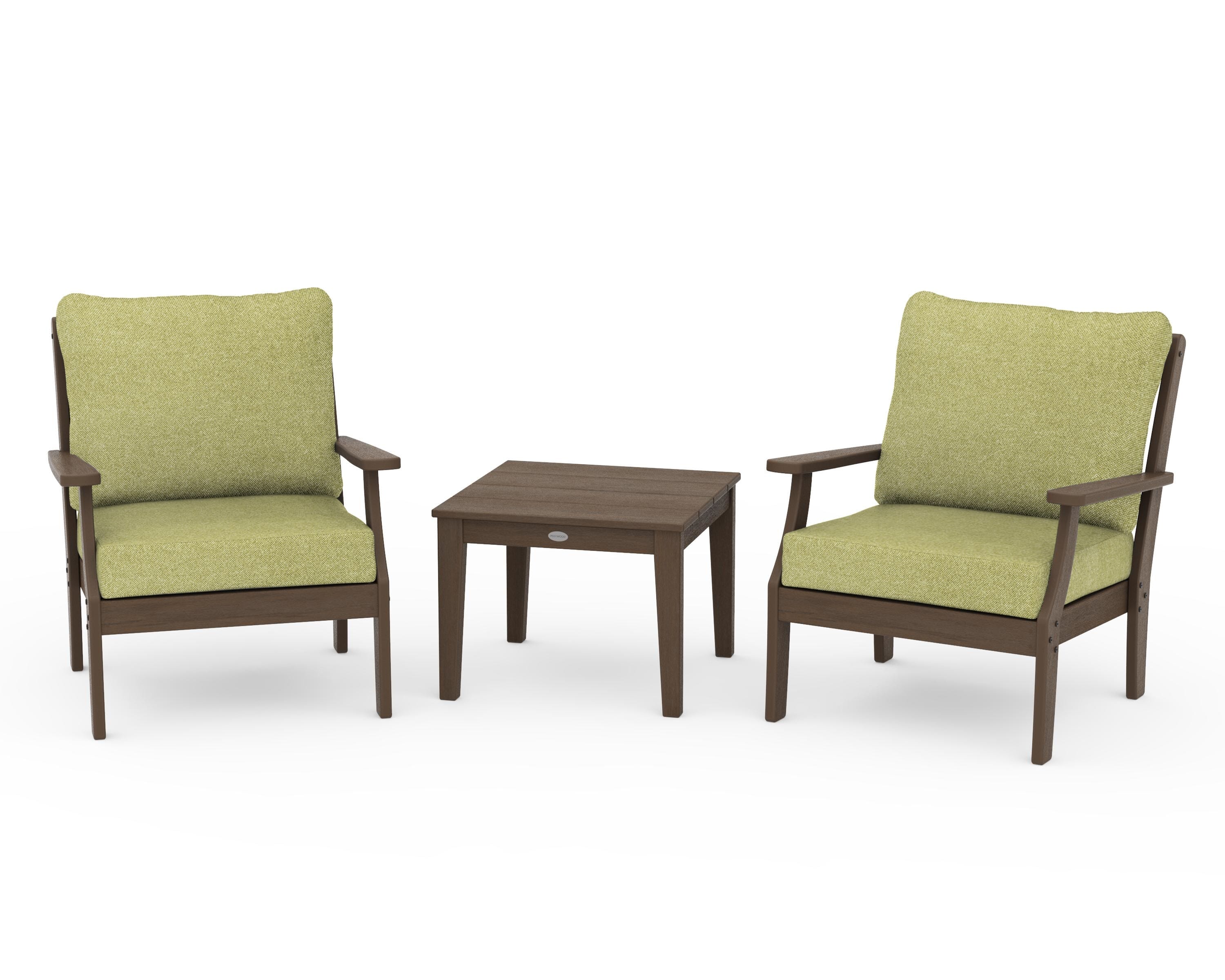 POLYWOOD Braxton 3-Piece Deep Seating Set in Kona / Chartreuse Boucle