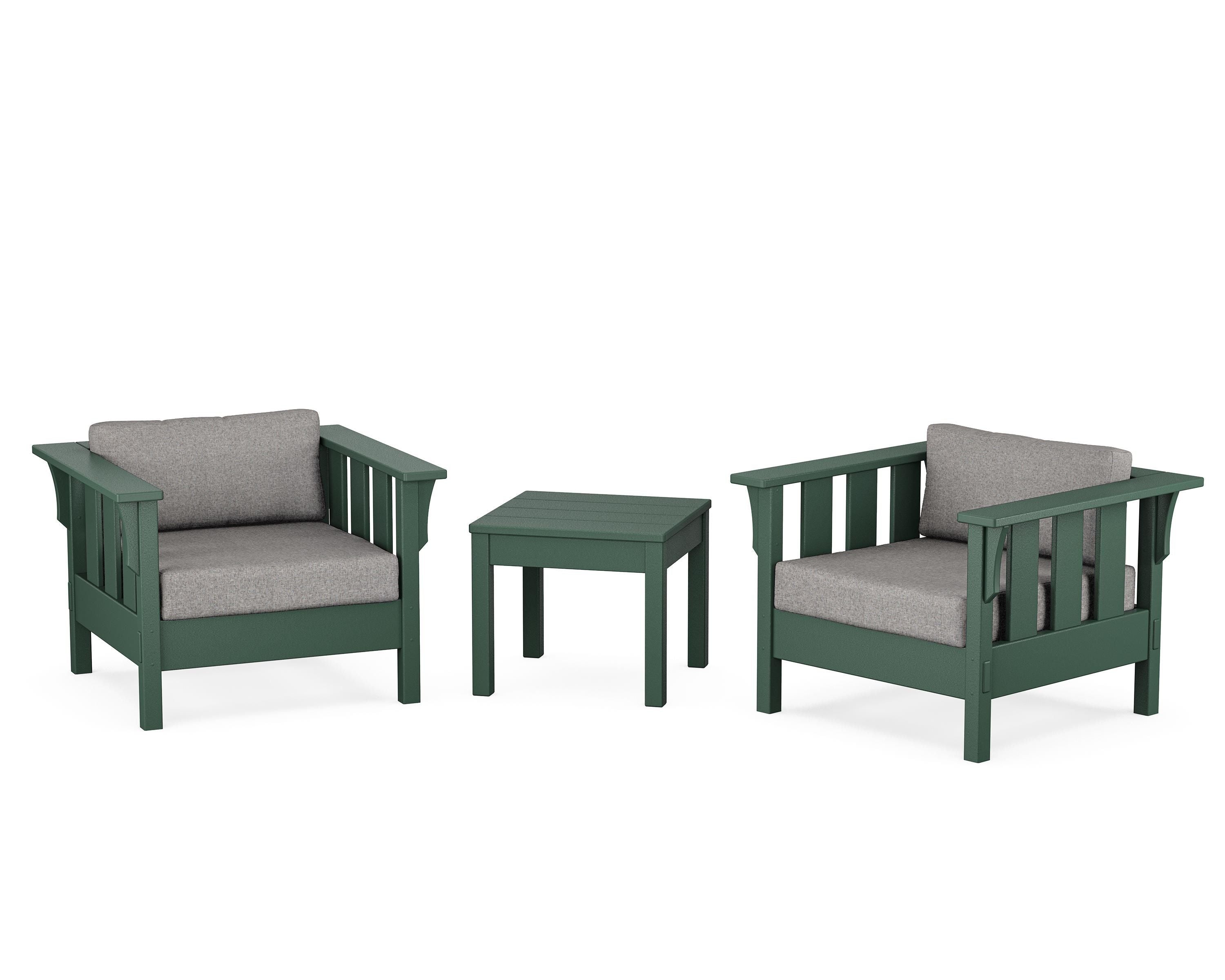 Martha Stewart by POLYWOOD Acadia 3-Piece Deep Seating Set in Green / Grey Mist