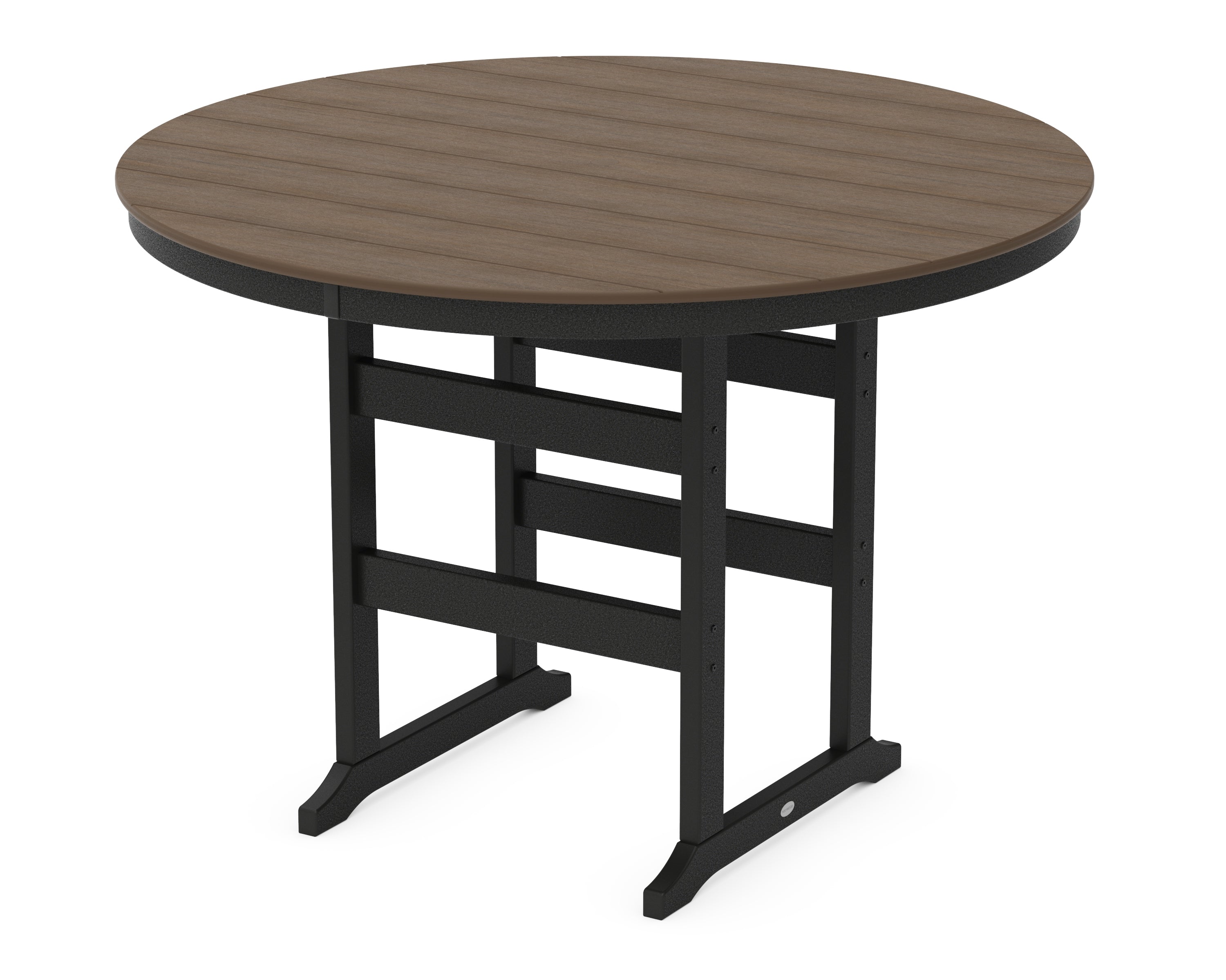 POLYWOOD 60” Round Farmhouse Bar Table in Black / Kona