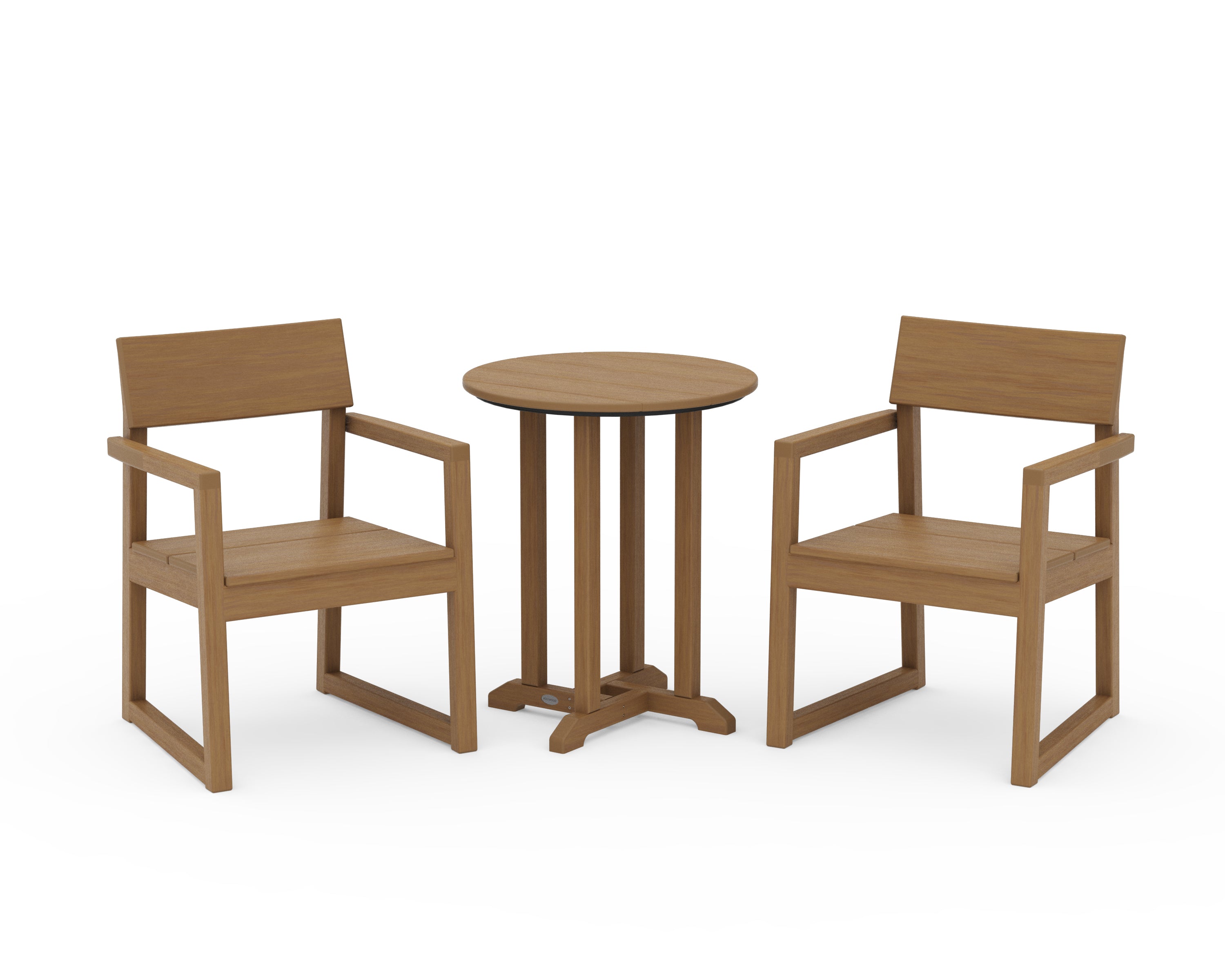 POLYWOOD EDGE 3-Piece Round Bistro Dining Set in Natural
