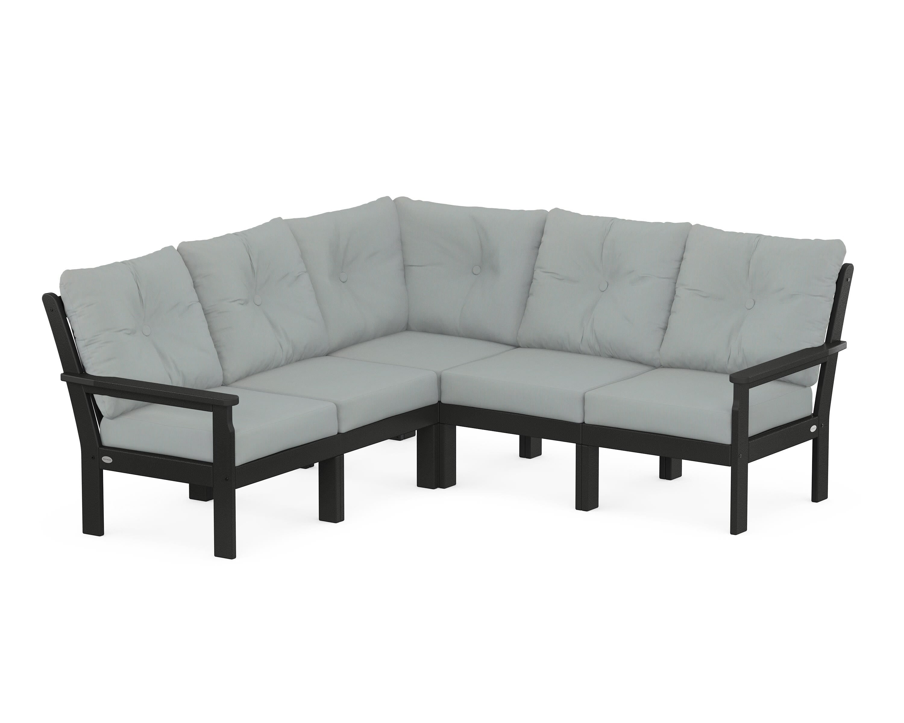 POLYWOOD Vineyard 5-Piece Sectional in Black / Spa