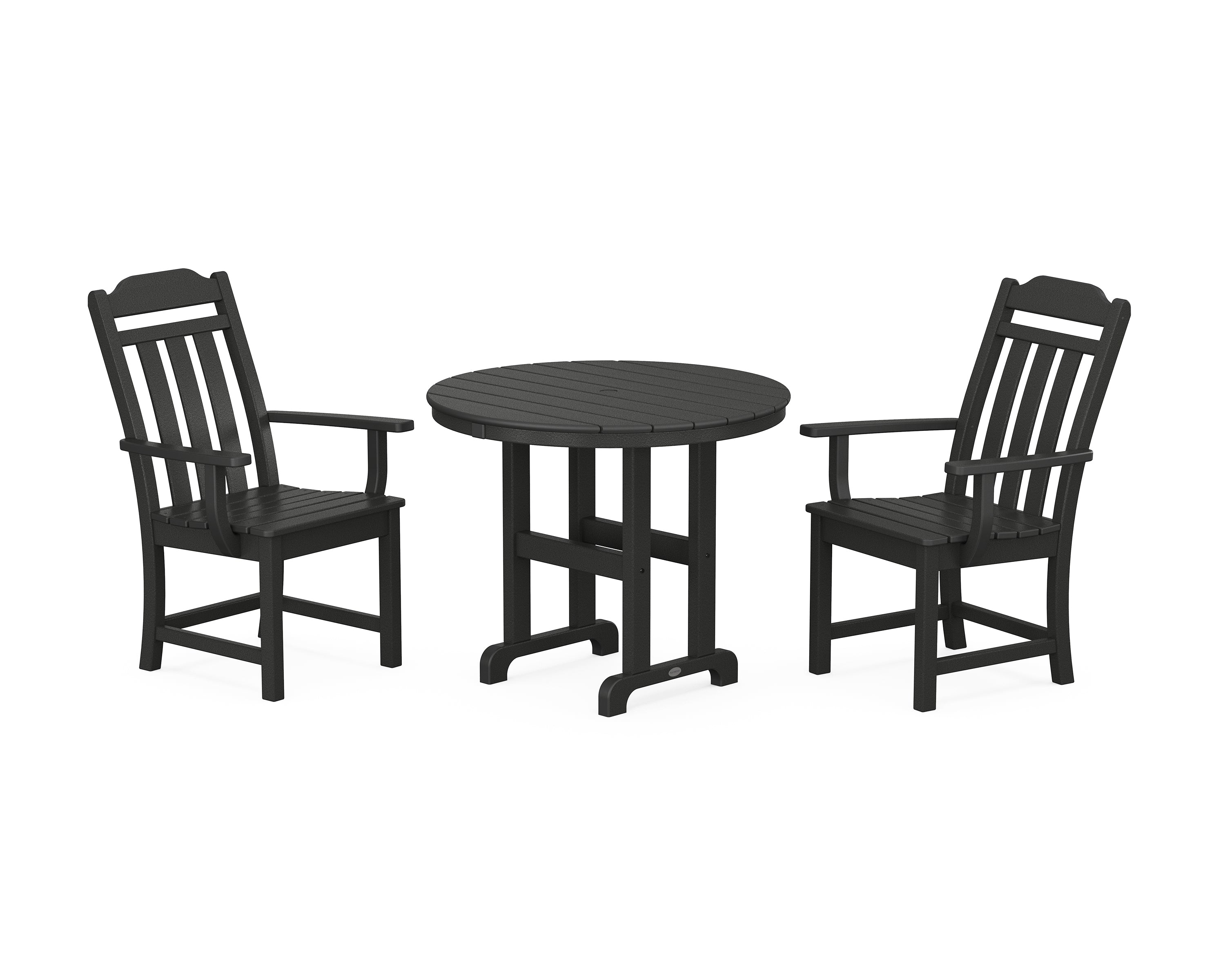 Polywood Country Living 3-Piece Farmhouse Dining Set in Black
