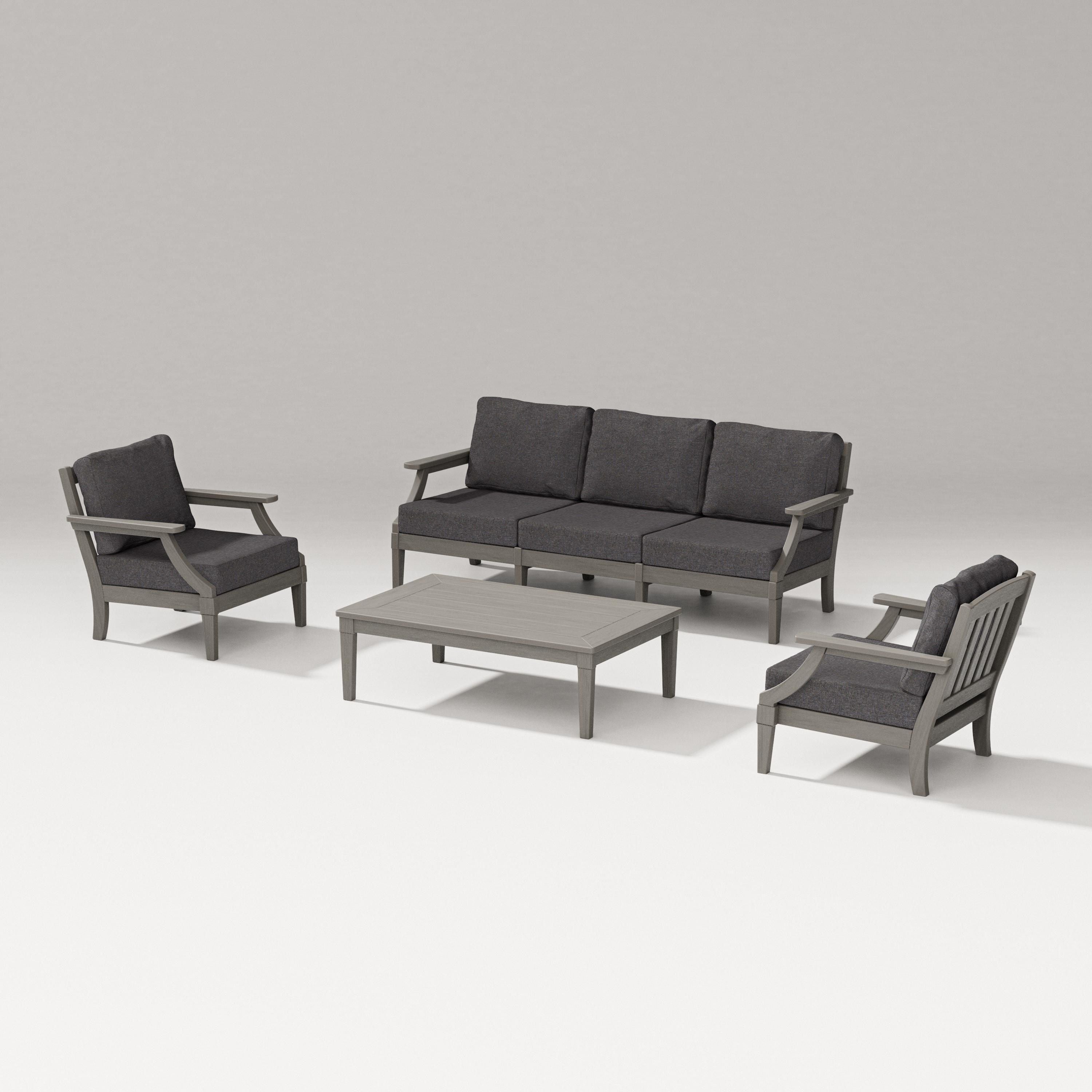 PW Designer Series Estate 4-Piece Lounge Sofa Set in Driftwood / Ash Charcoal