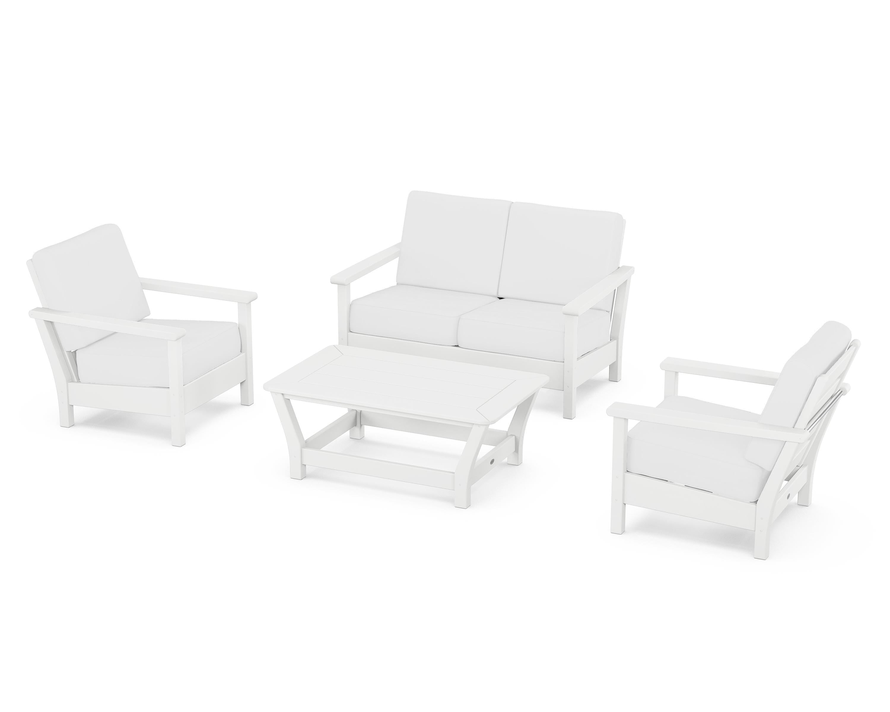 POLYWOOD Harbour 4-Piece Deep Seating Set in White / Natural