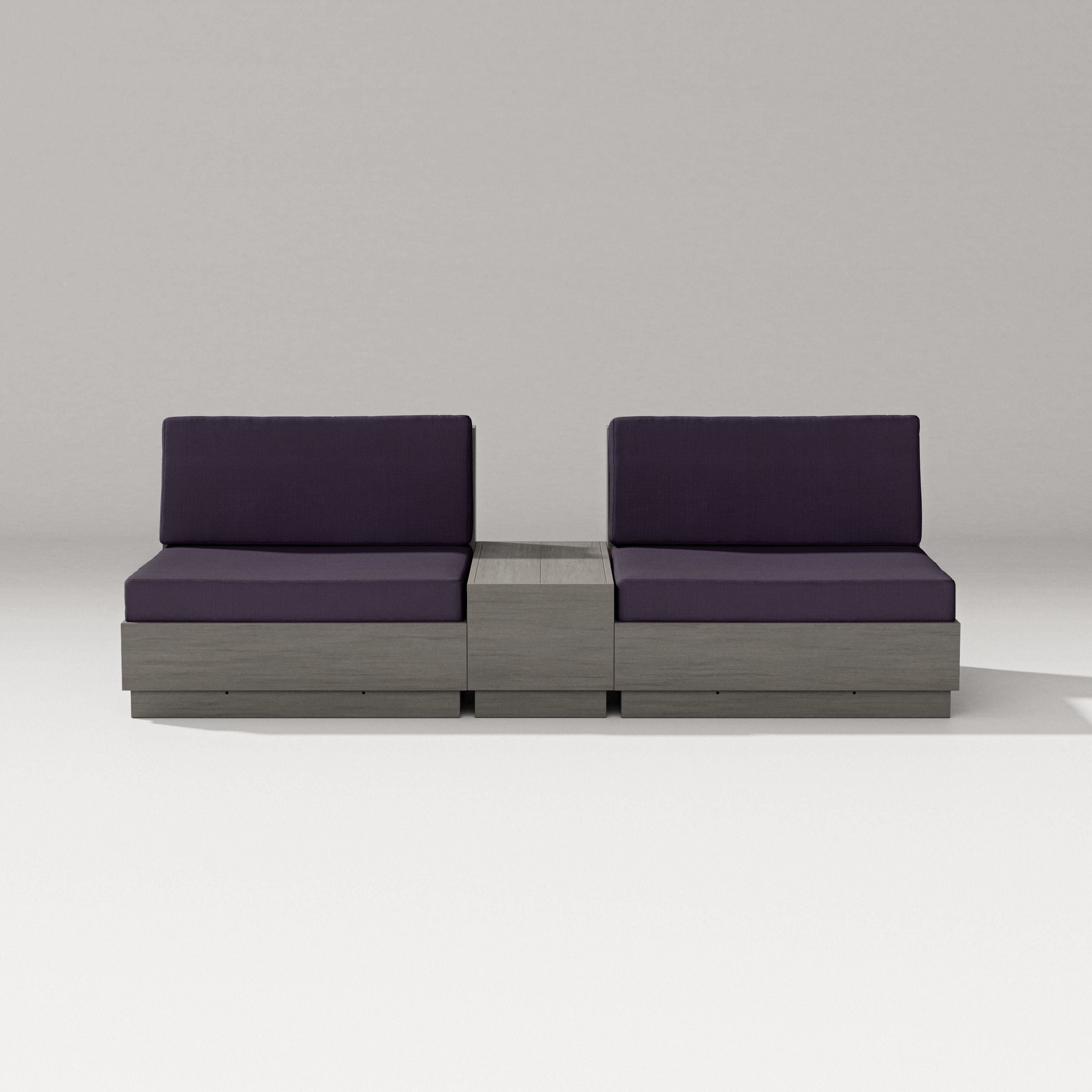 PW Designer Series Elevate Lounge Chair Set in Driftwood / Navy Linen