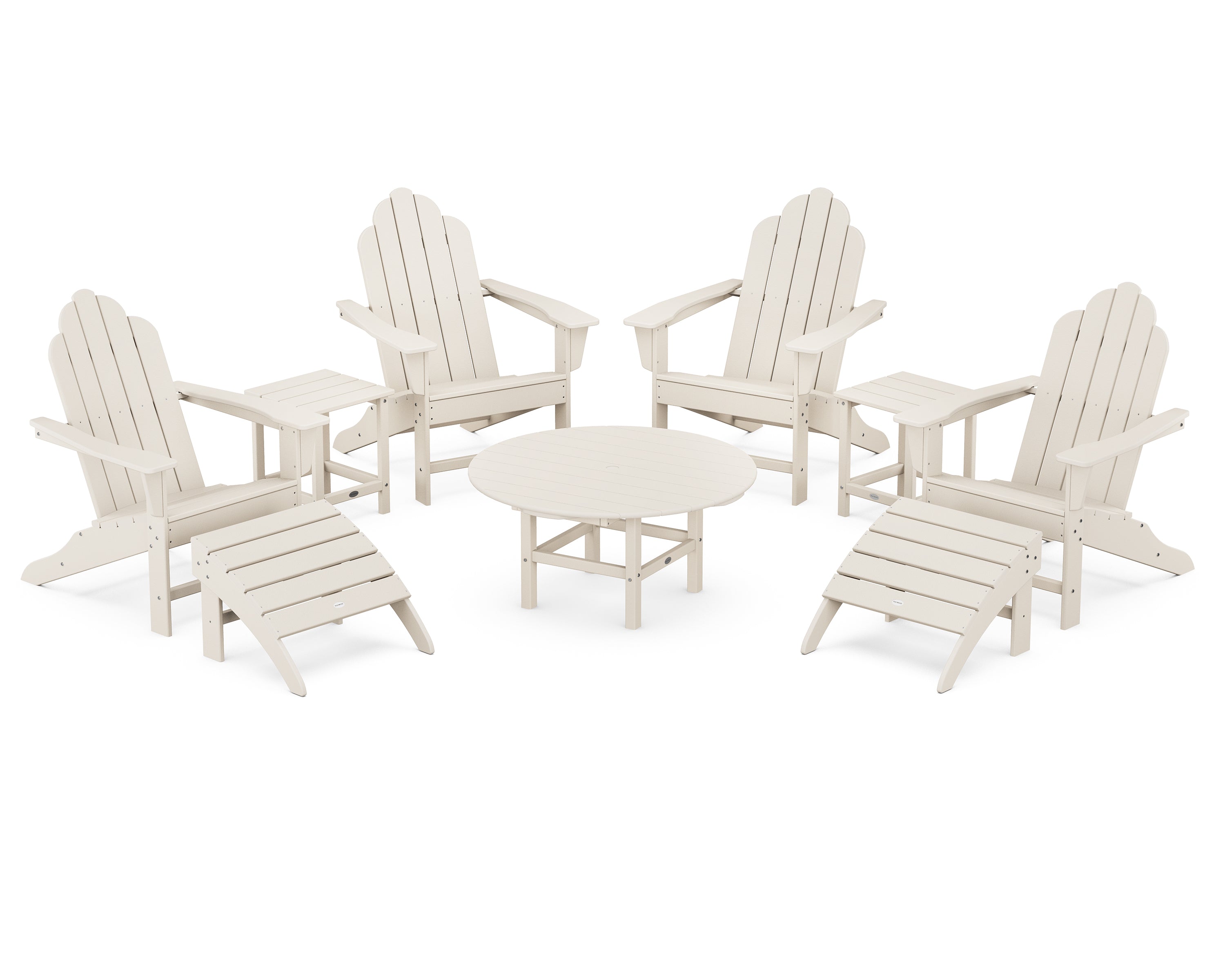 POLYWOOD® Long Island Adirondack 9-Piece Conversation Group in Sand