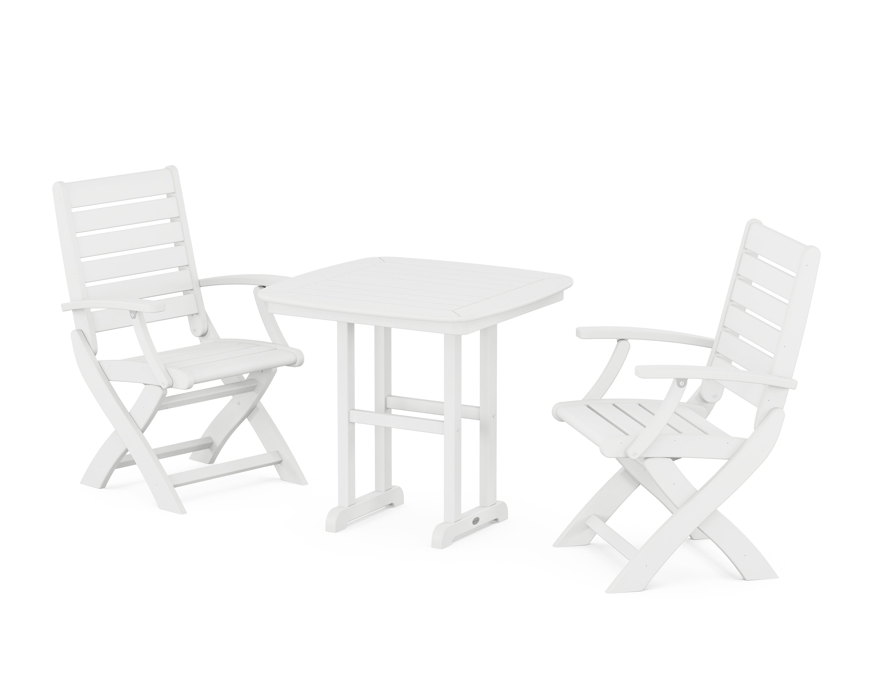 POLYWOOD® Signature Folding Chair 3-Piece Dining Set in White