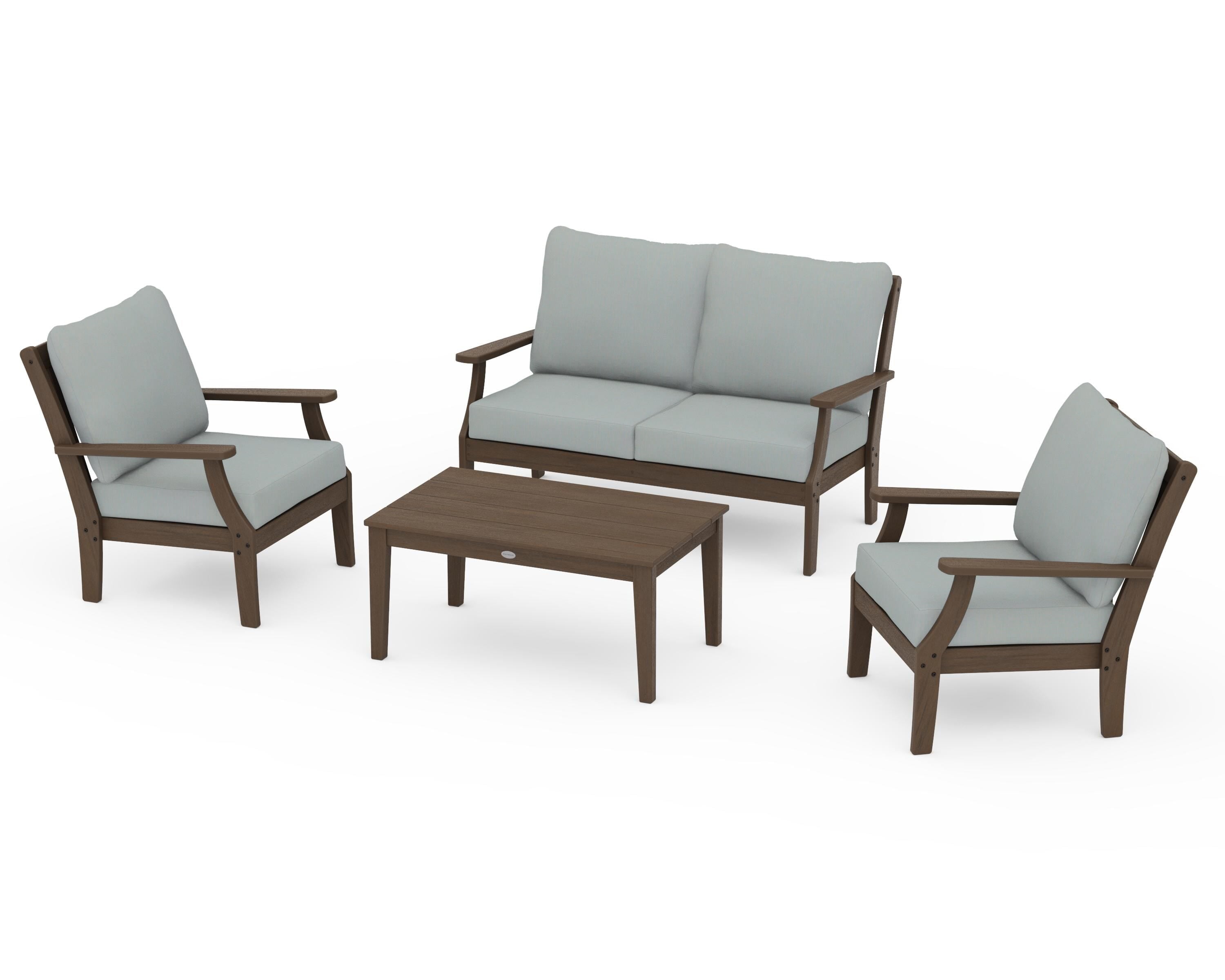 POLYWOOD Braxton 4-Piece Deep Seating Chair Set in Kona / Spa