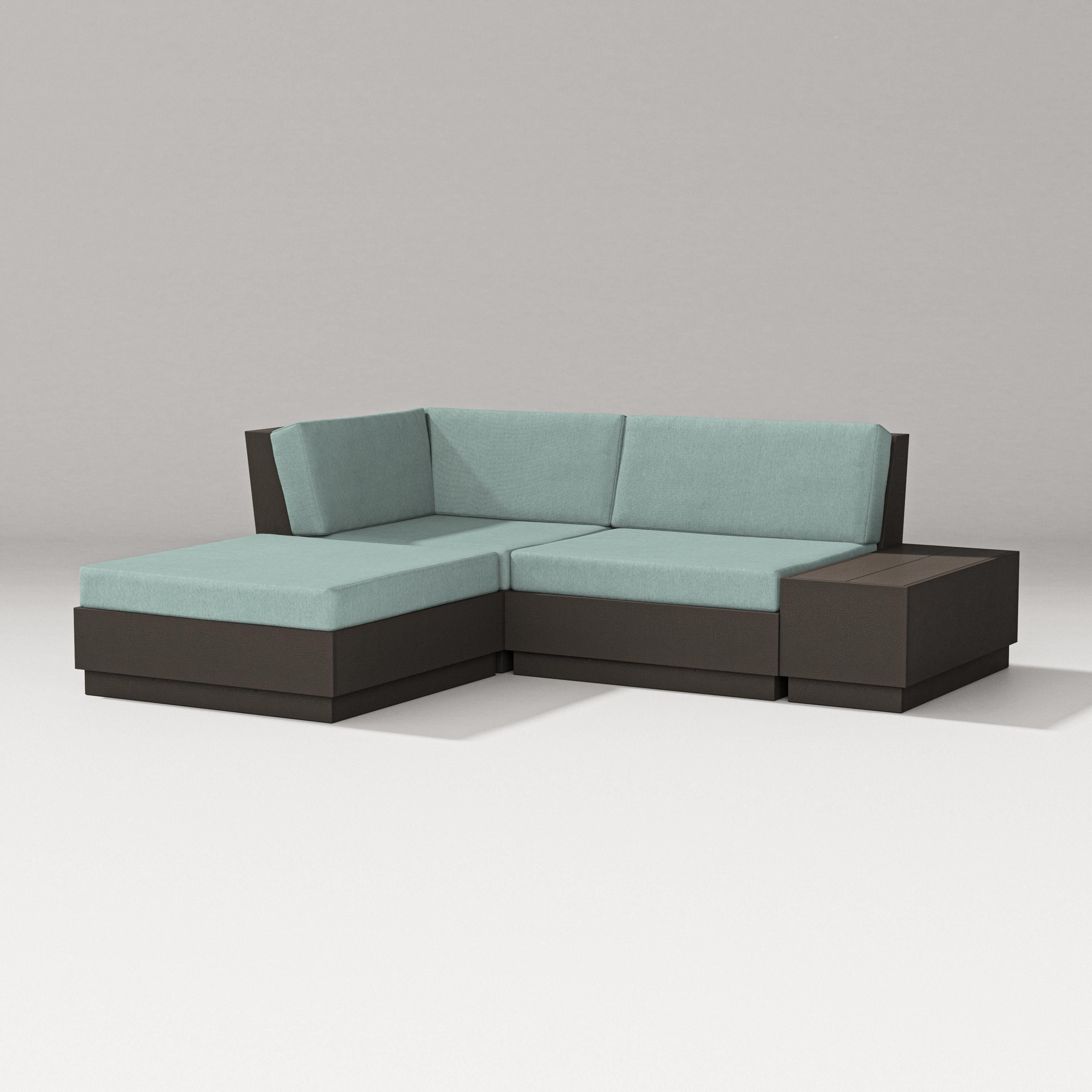 PW Designer Series Elevate Loveseat Sectional with Chaise in Vintage Coffee / Glacier Spa