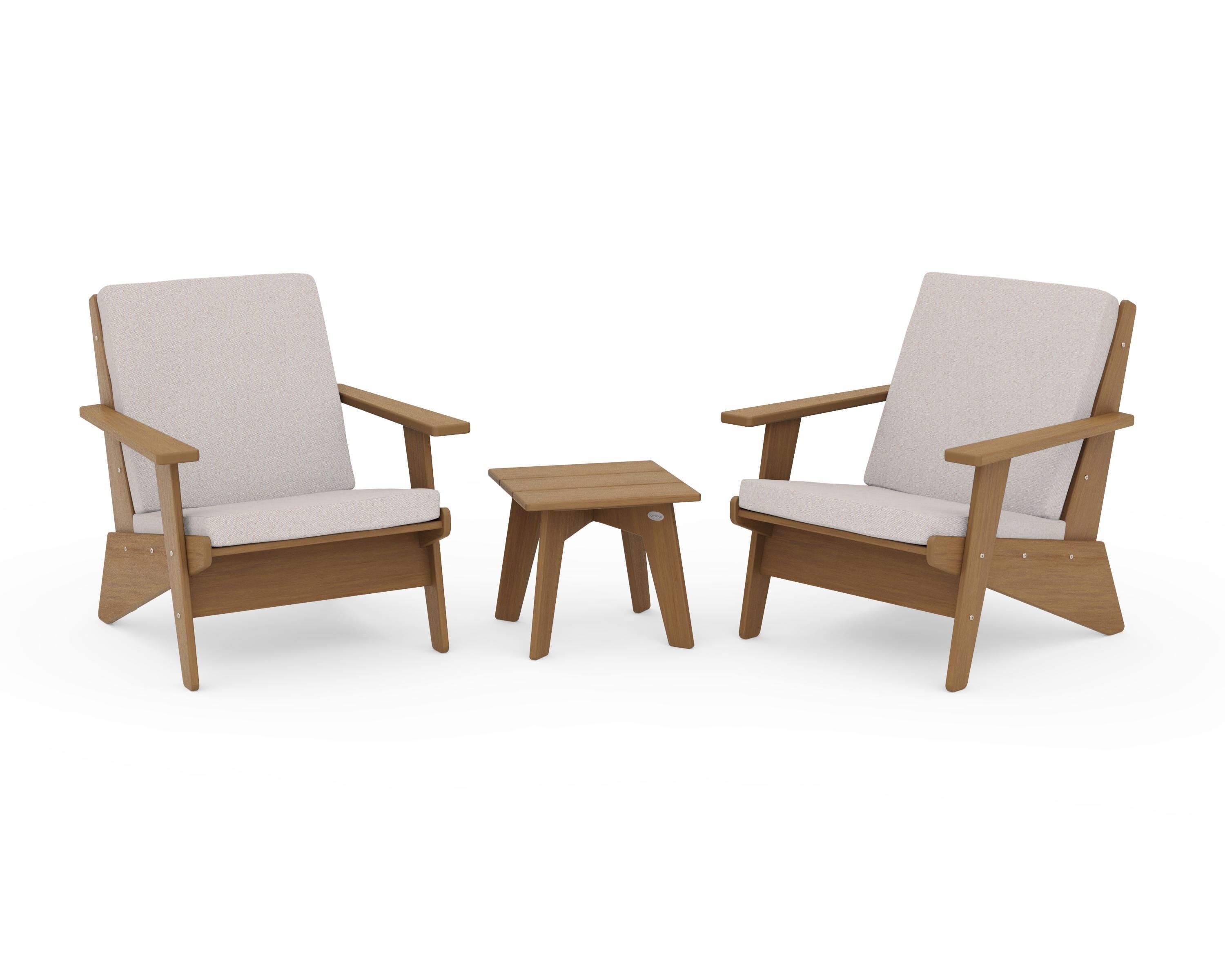 POLYWOOD Riviera Modern Lounge 3-Piece Set in Natural / Dune Burlap