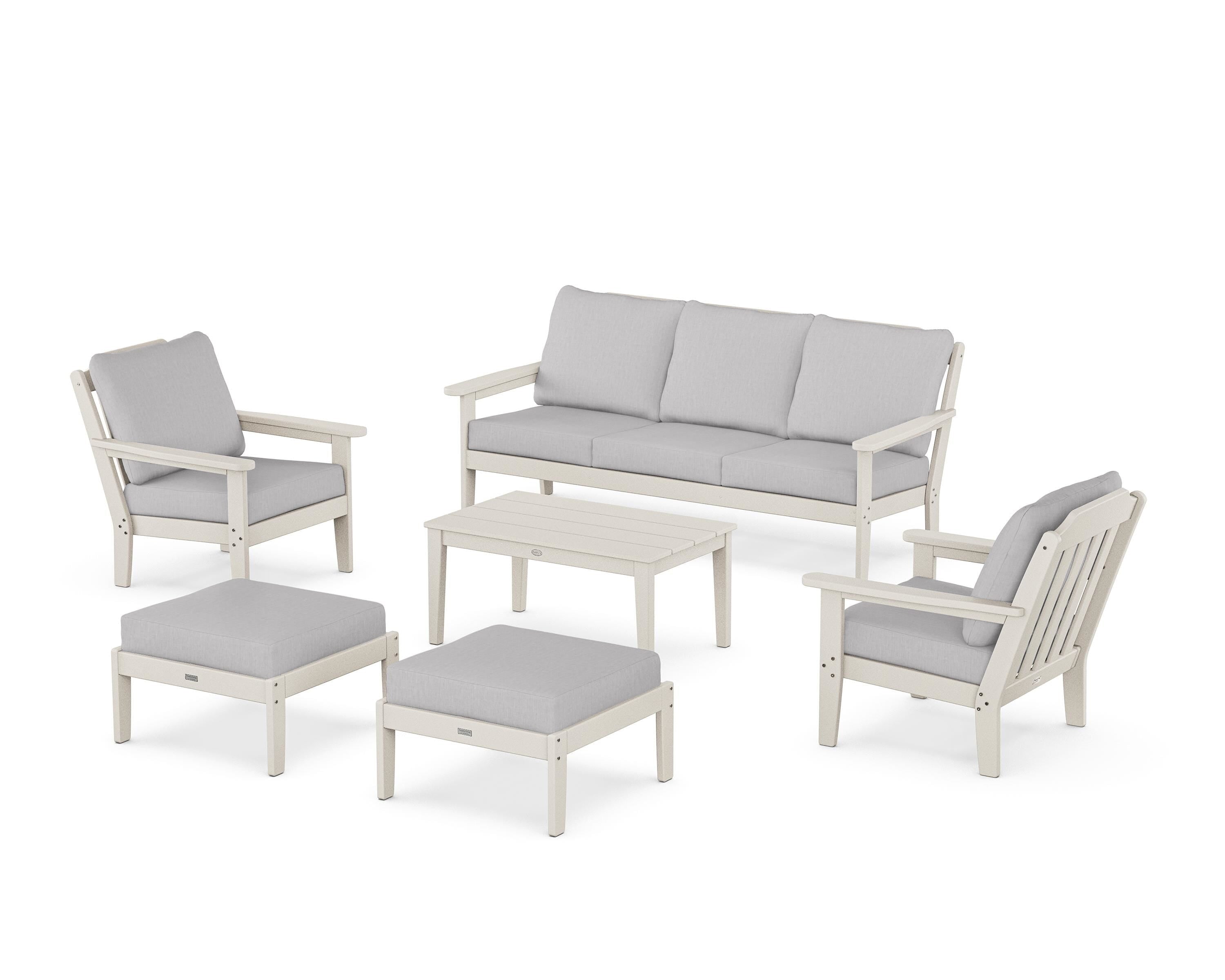 Country Living Cottage 6-Piece Lounge Sofa Set in Sand / Granite