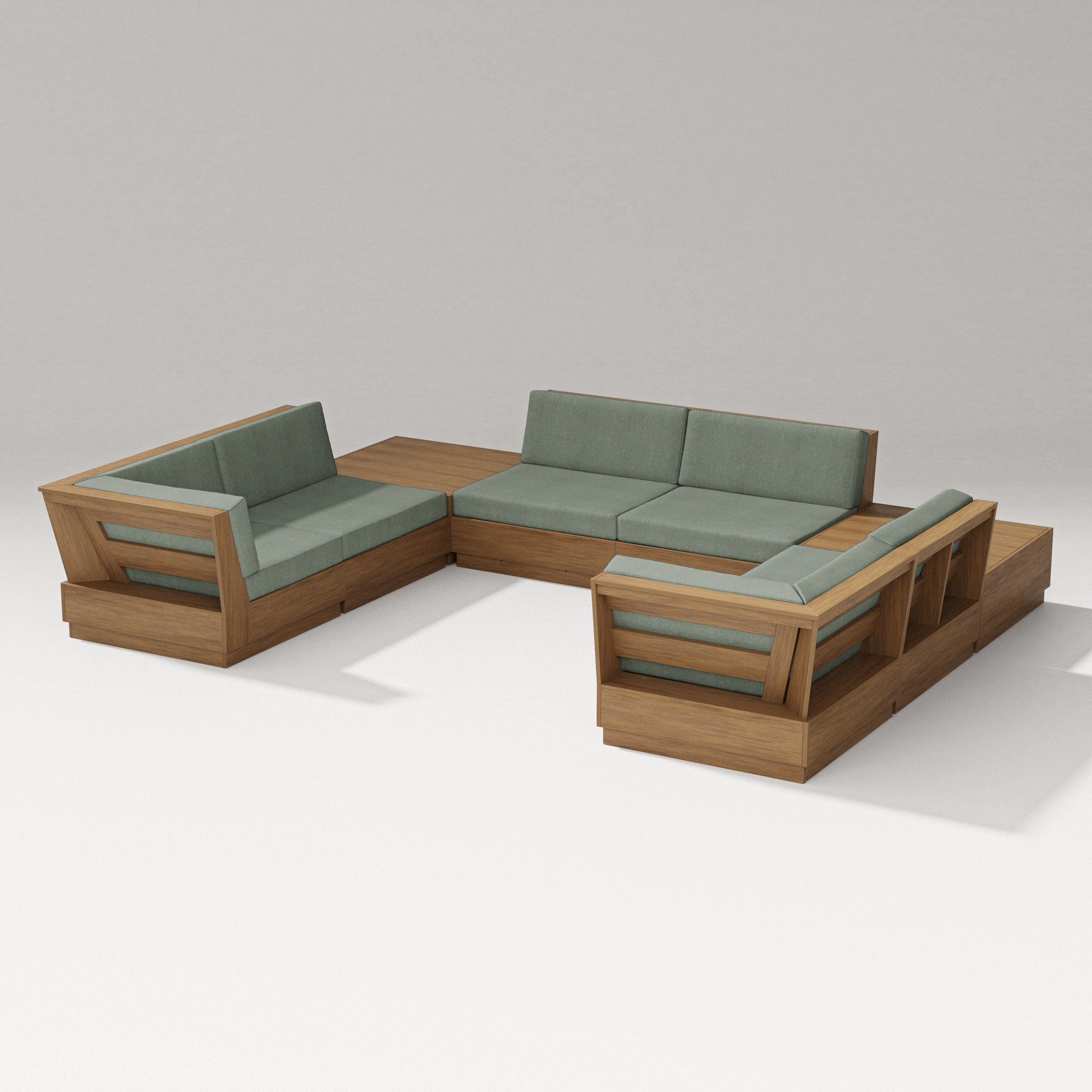 PW Designer Series Elevate 8-Piece U-Shaped Sectional in Natural / Cast Sage
