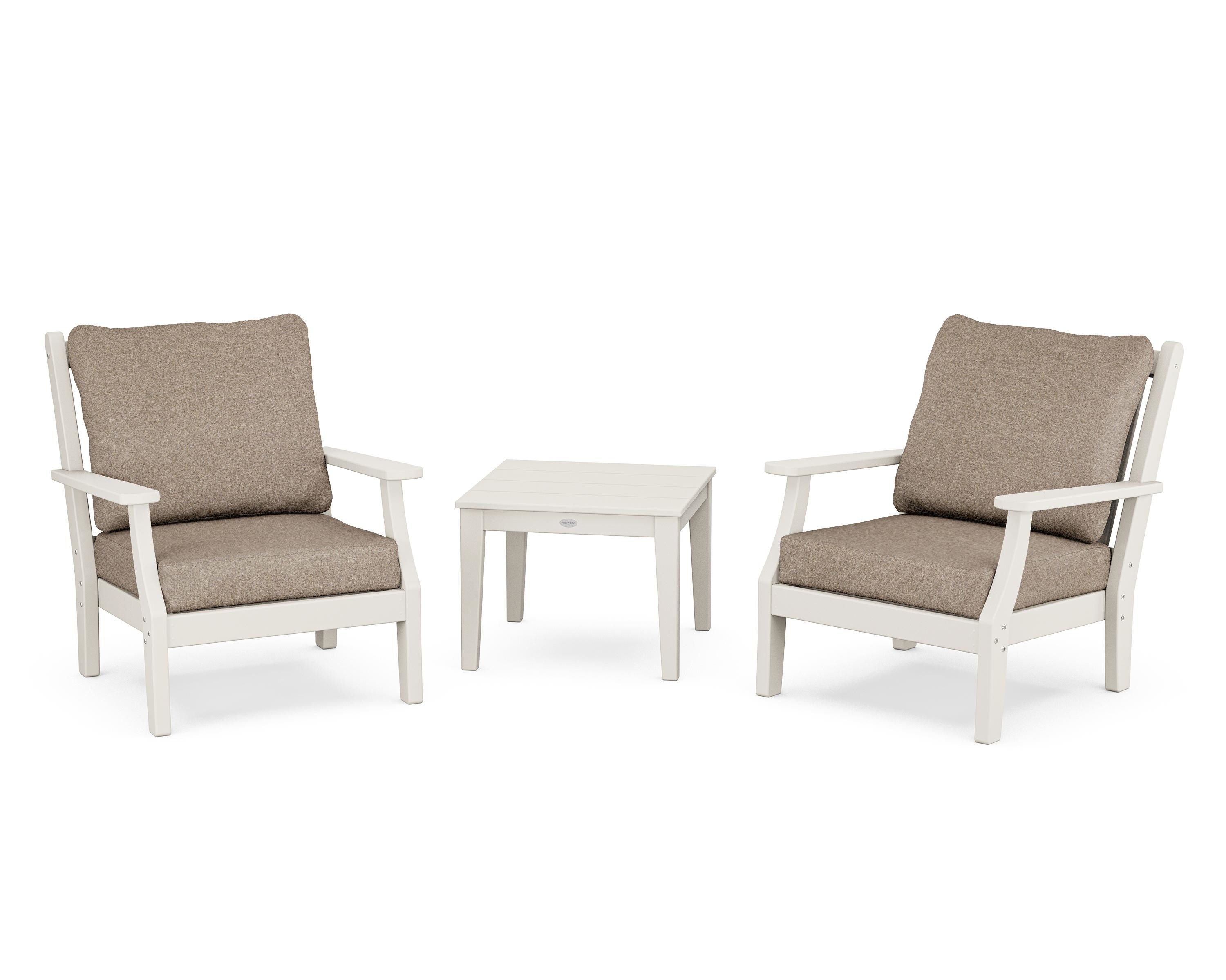 Country Living Wovendale 3-Piece Deep Seating Set in Sand / Spiced Burlap
