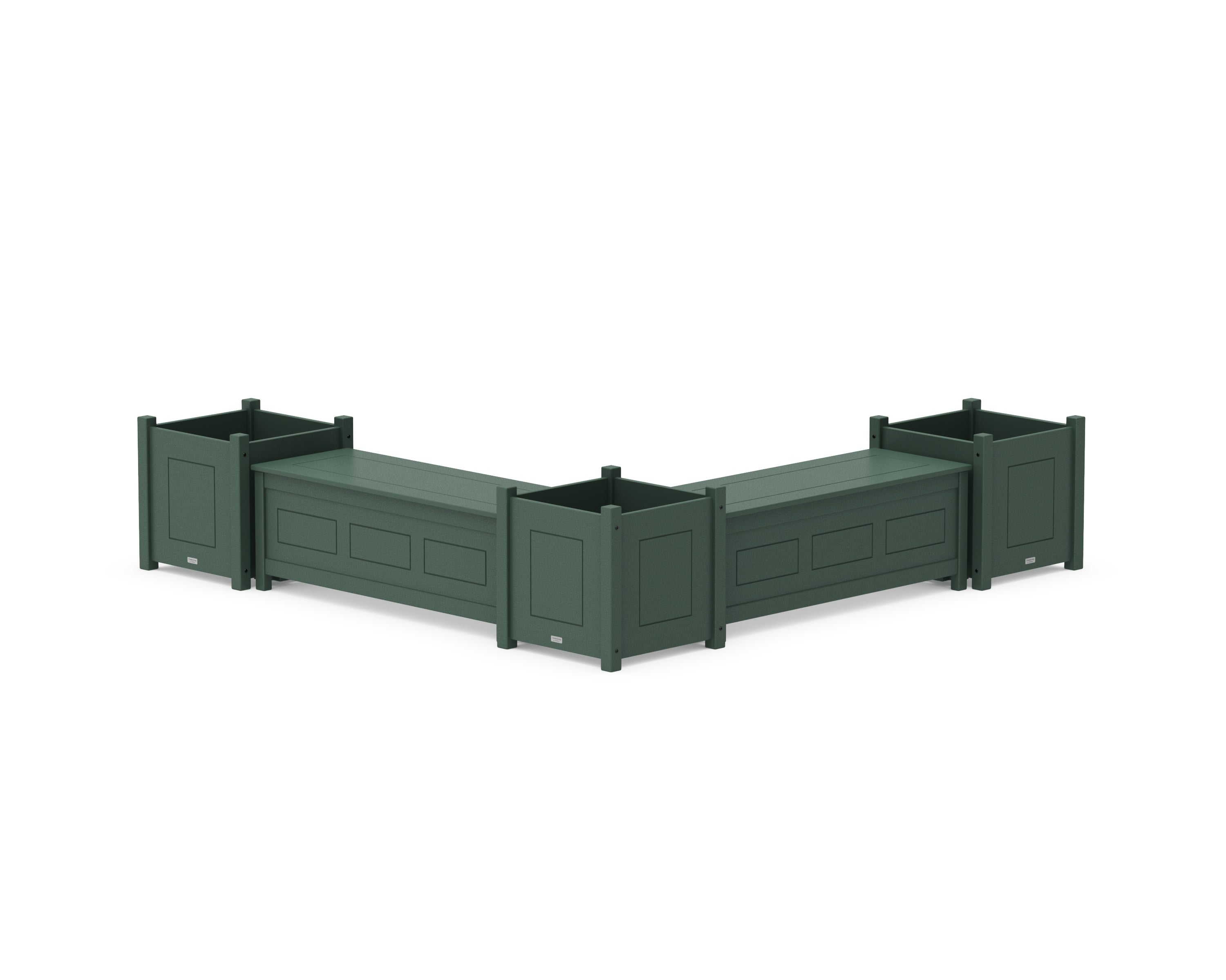 Country Living 48" Country Living L- Shaped Planter Storage Bench Corner Set- Large in Green