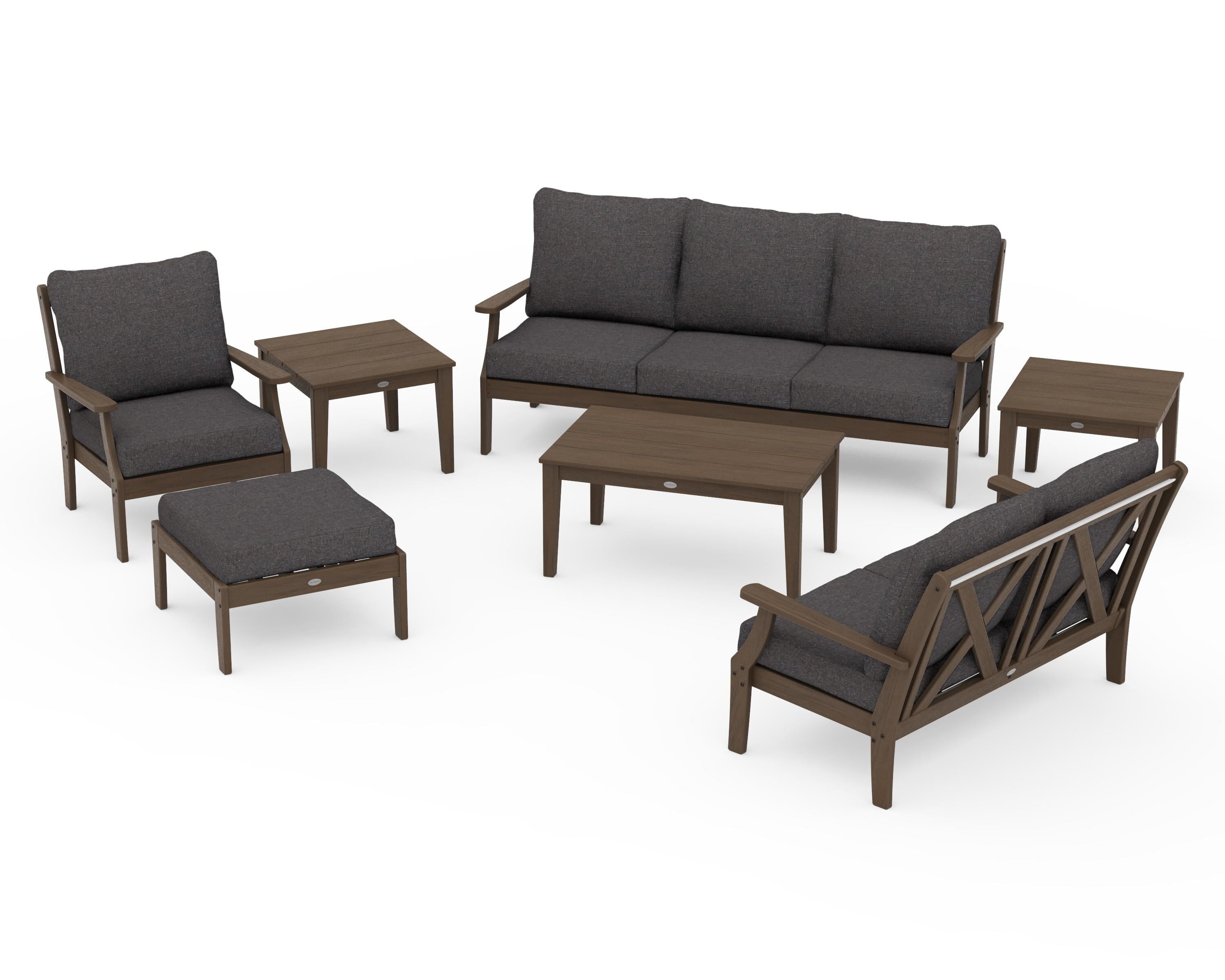 POLYWOOD Braxton 7-Piece Deep Seating Set in Kona / Ash Charcoal