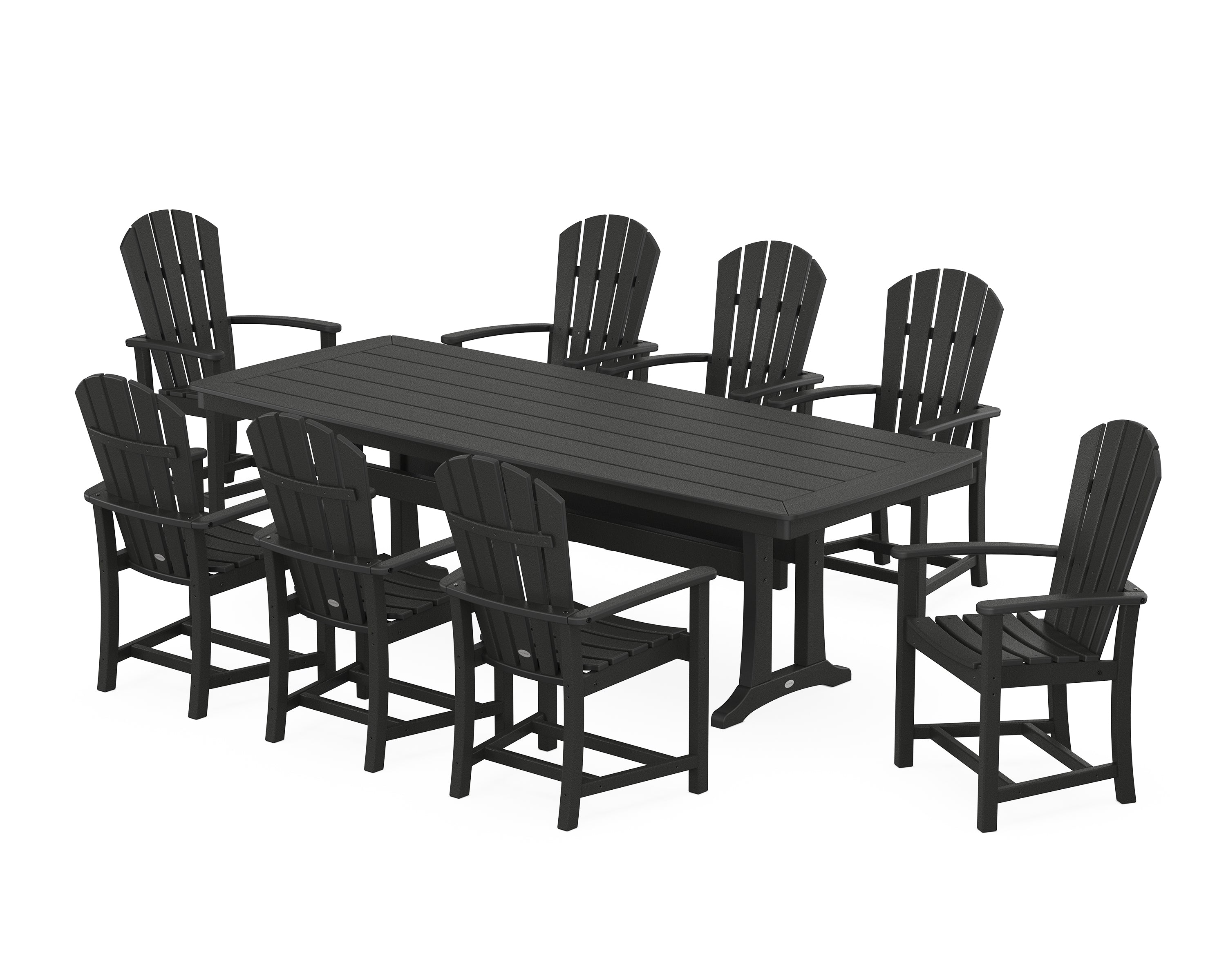 POLYWOOD® Palm Coast 9-Piece Dining Set with Trestle Legs in Black