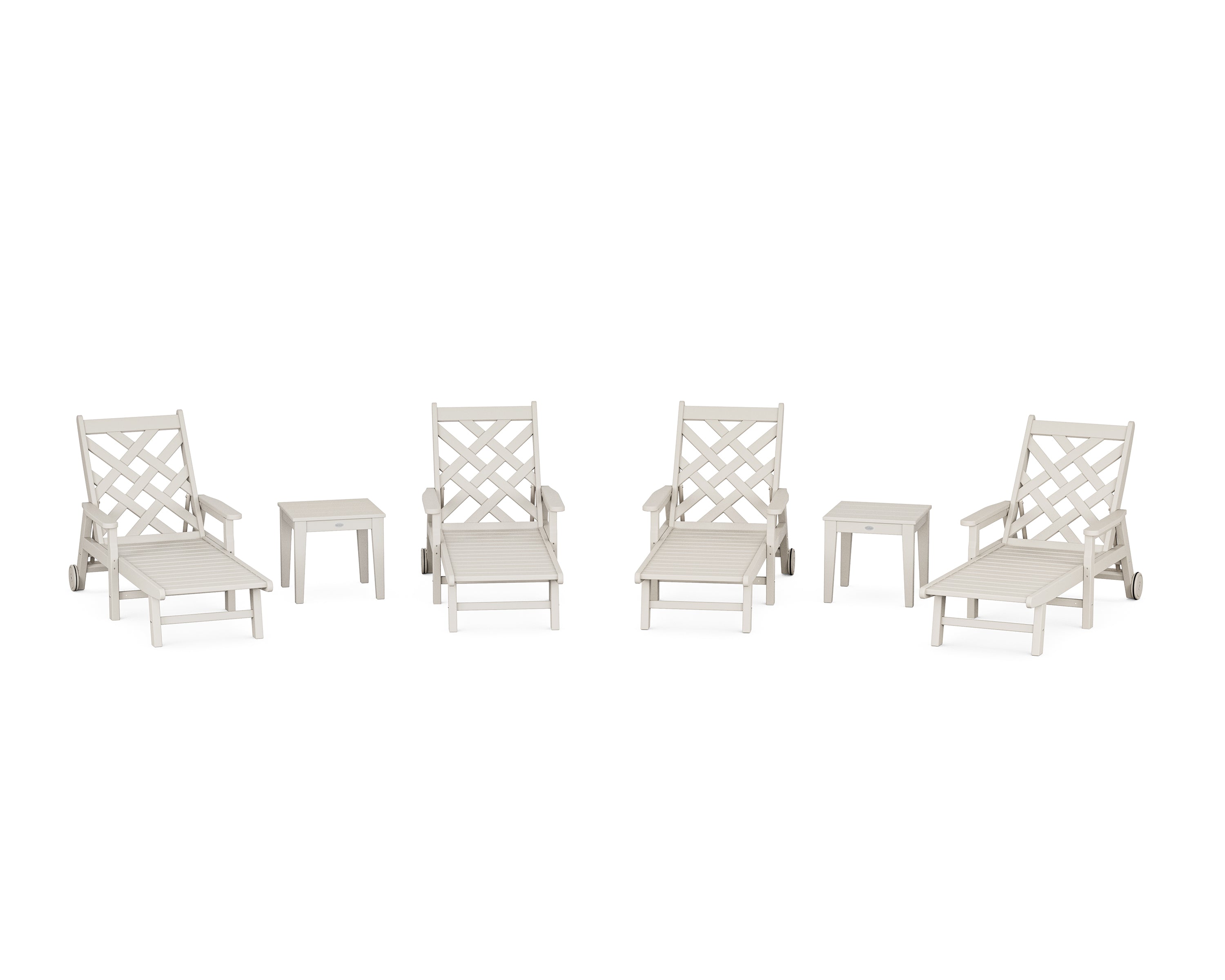 Country Living Wovendale 6-Piece Chaise Set with Arms and Wheels in Sand
