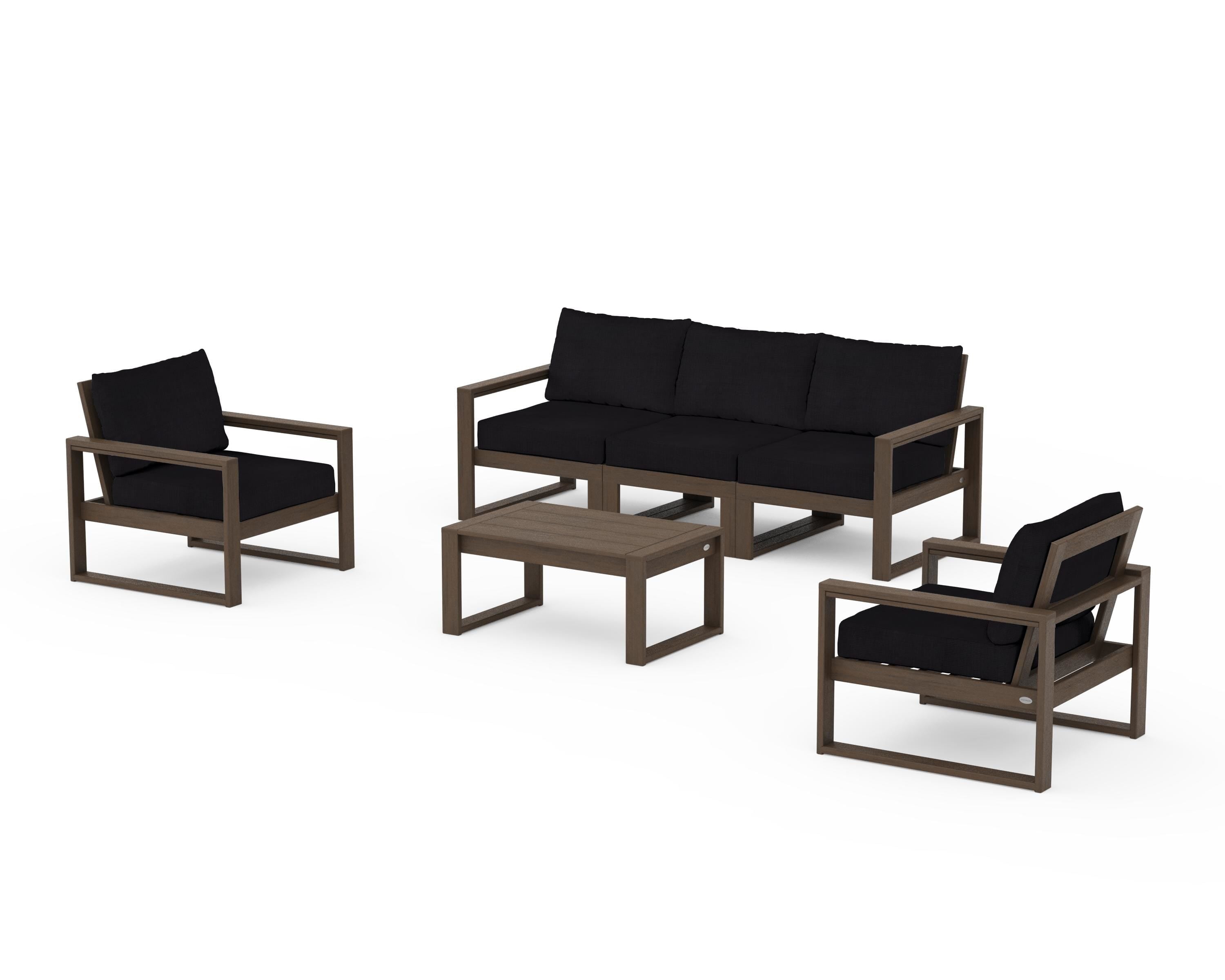 POLYWOOD EDGE Sectional 4-Piece Deep Seating Set with Sofa in Kona / Midnight Linen