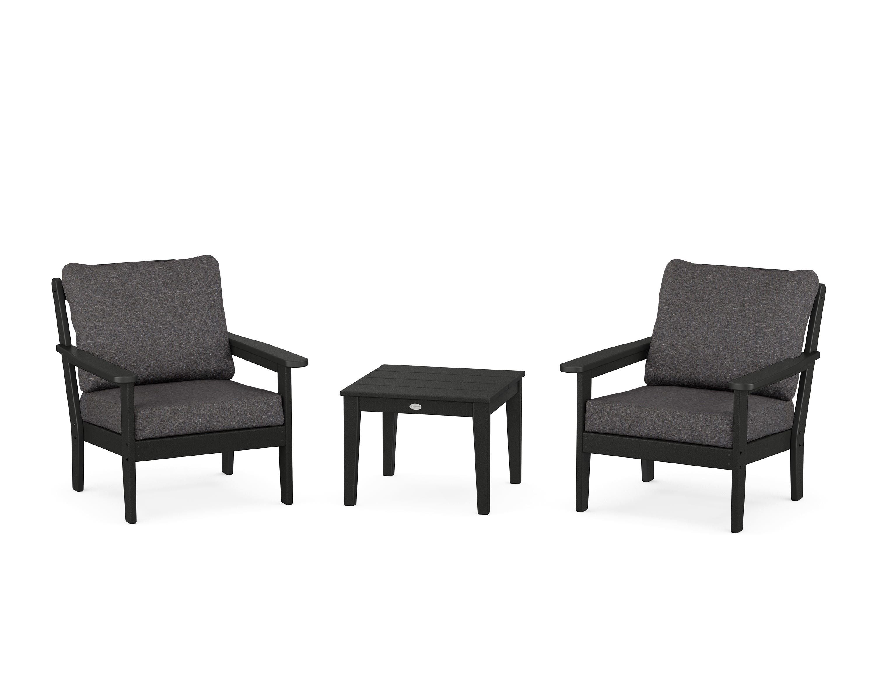 Country Living Cottage 3-Piece Deep Seating Set in Black / Ash Charcoal