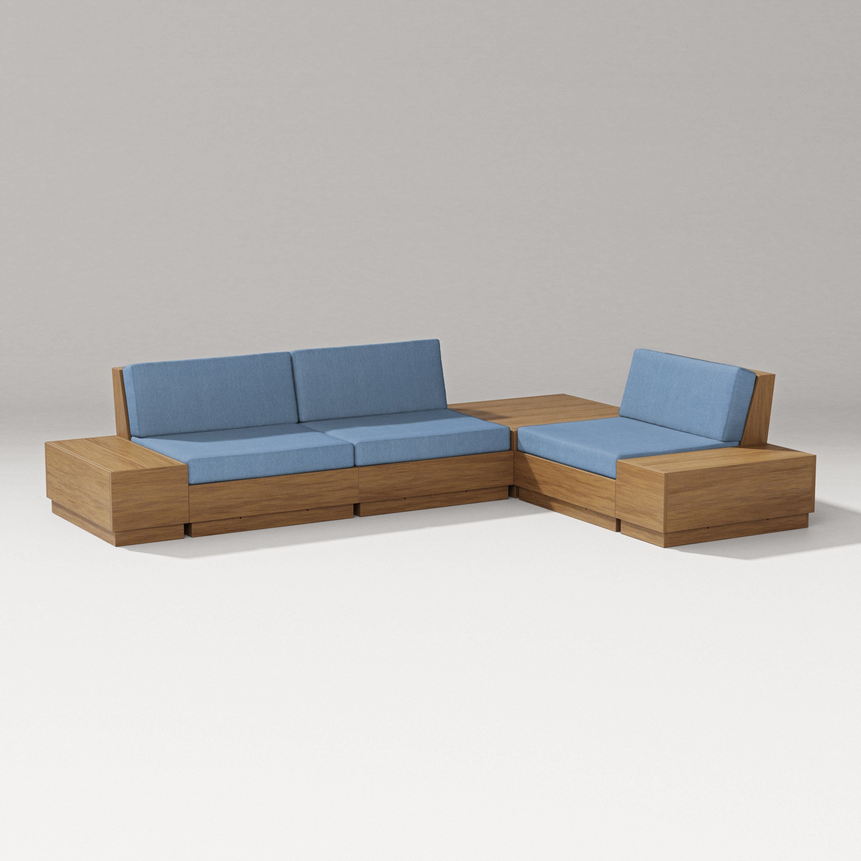 PW Designer Series Elevate 6-Piece Corner Sectional in Natural / Sky Blue