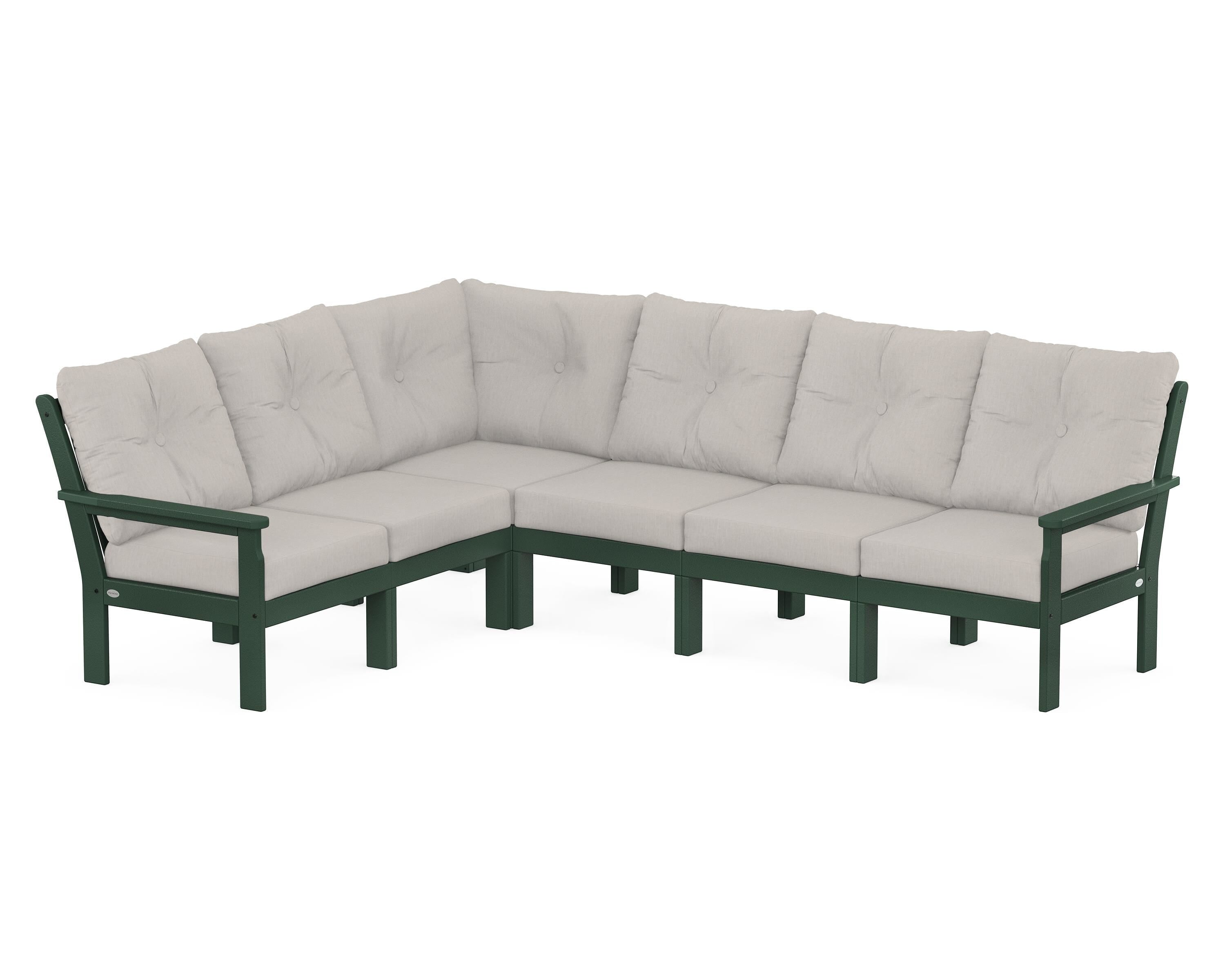 POLYWOOD Vineyard 6-Piece Sectional in Green / Cast Ash