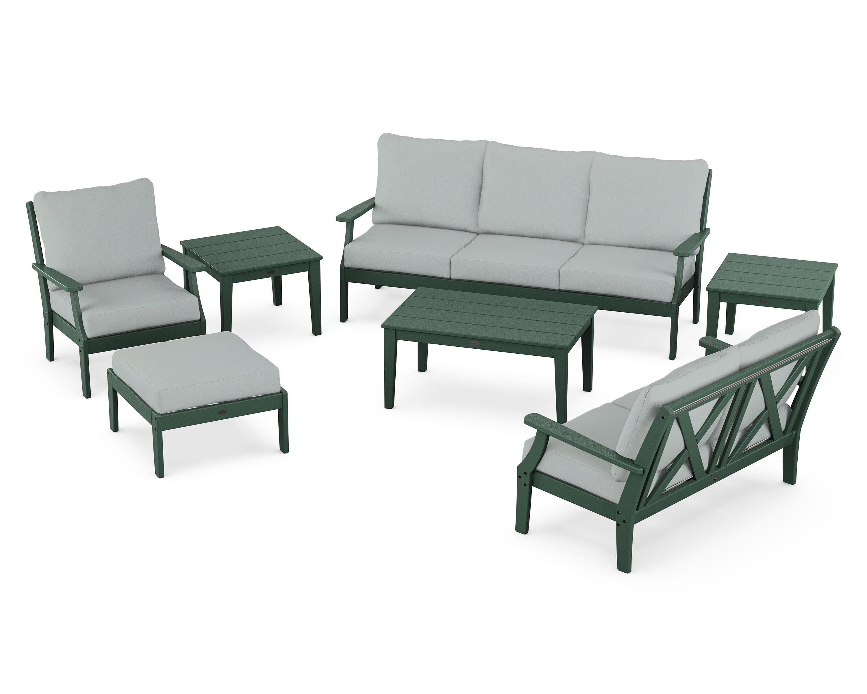 POLYWOOD Braxton 7-Piece Deep Seating Set in Green / Spa
