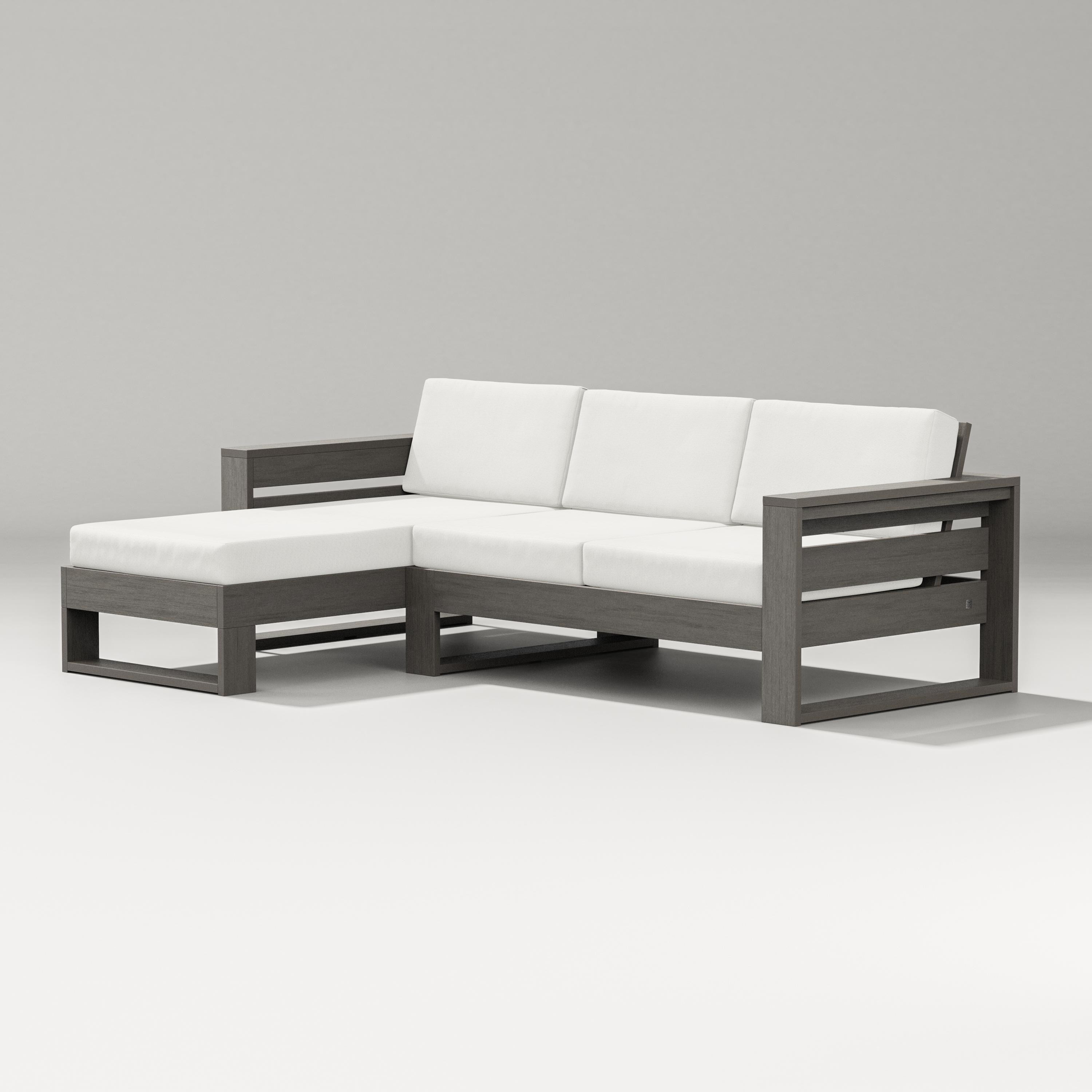 PW Designer Series Latitude Left Chaise Sectional in Driftwood / Natural Linen
