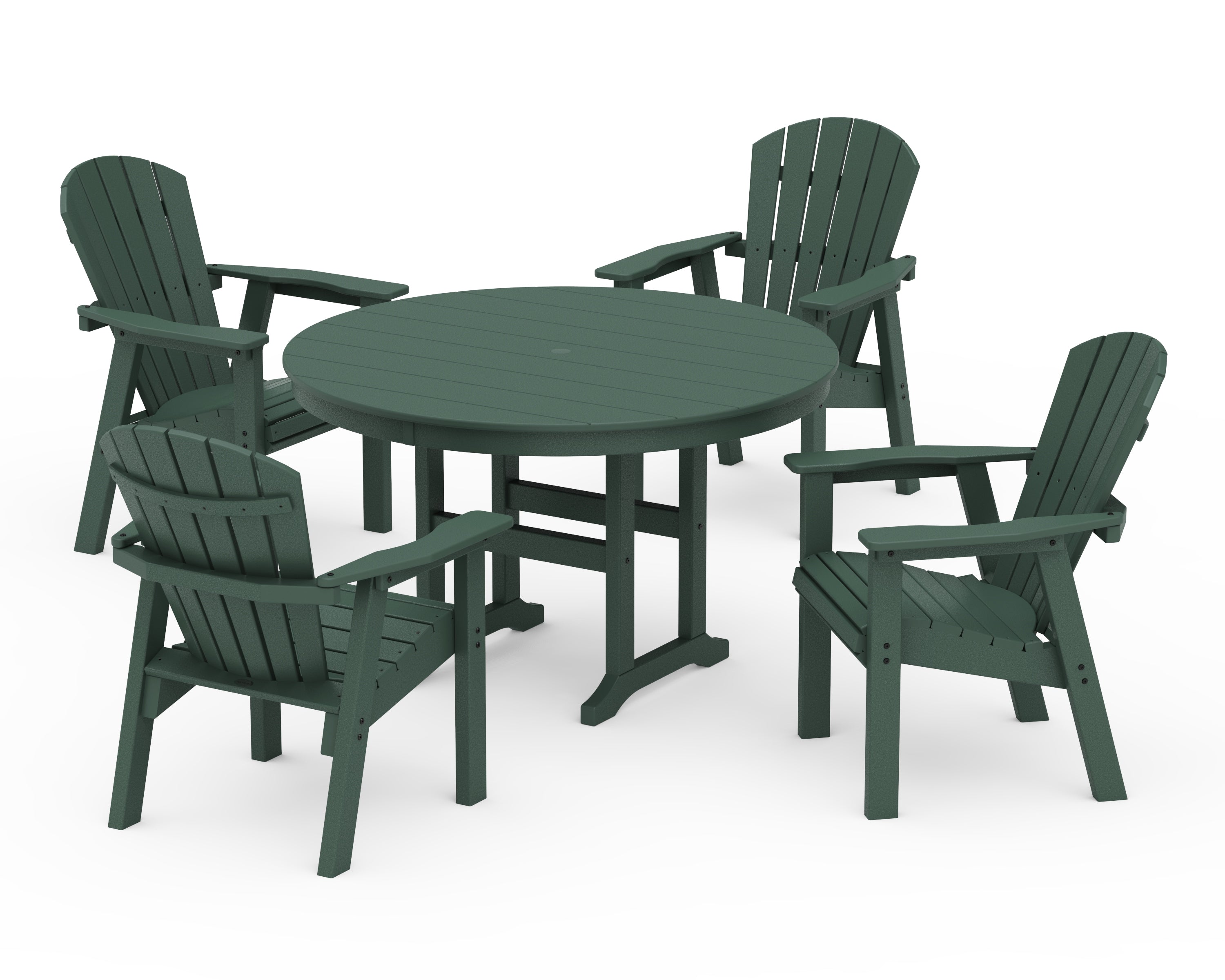 POLYWOOD Seashell 5-Piece Round Farmhouse Dining Set in Green