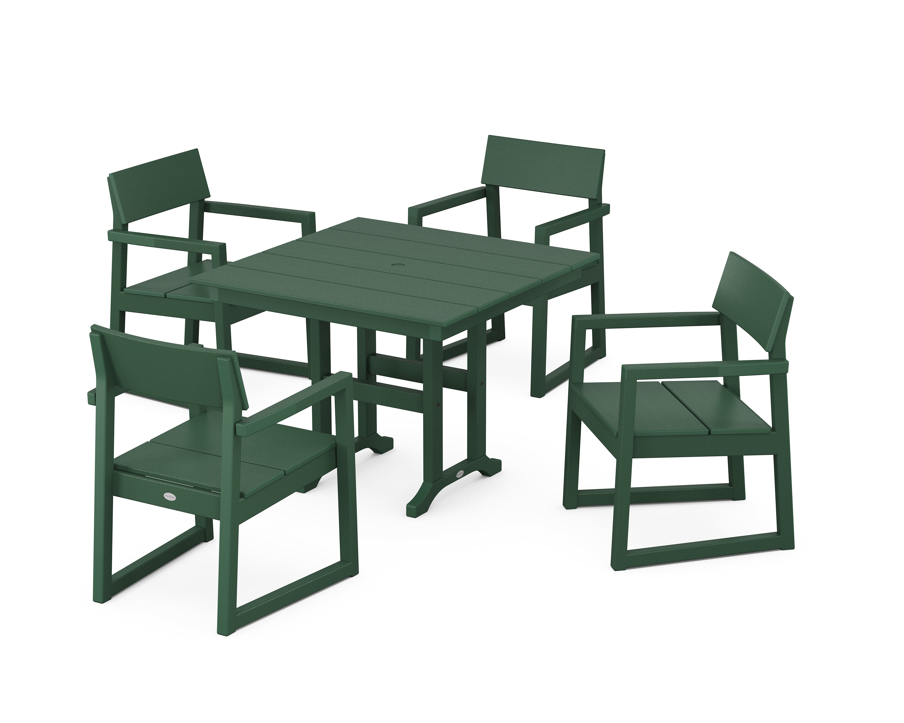 POLYWOOD® EDGE 5-Piece Farmhouse Dining Set in Green