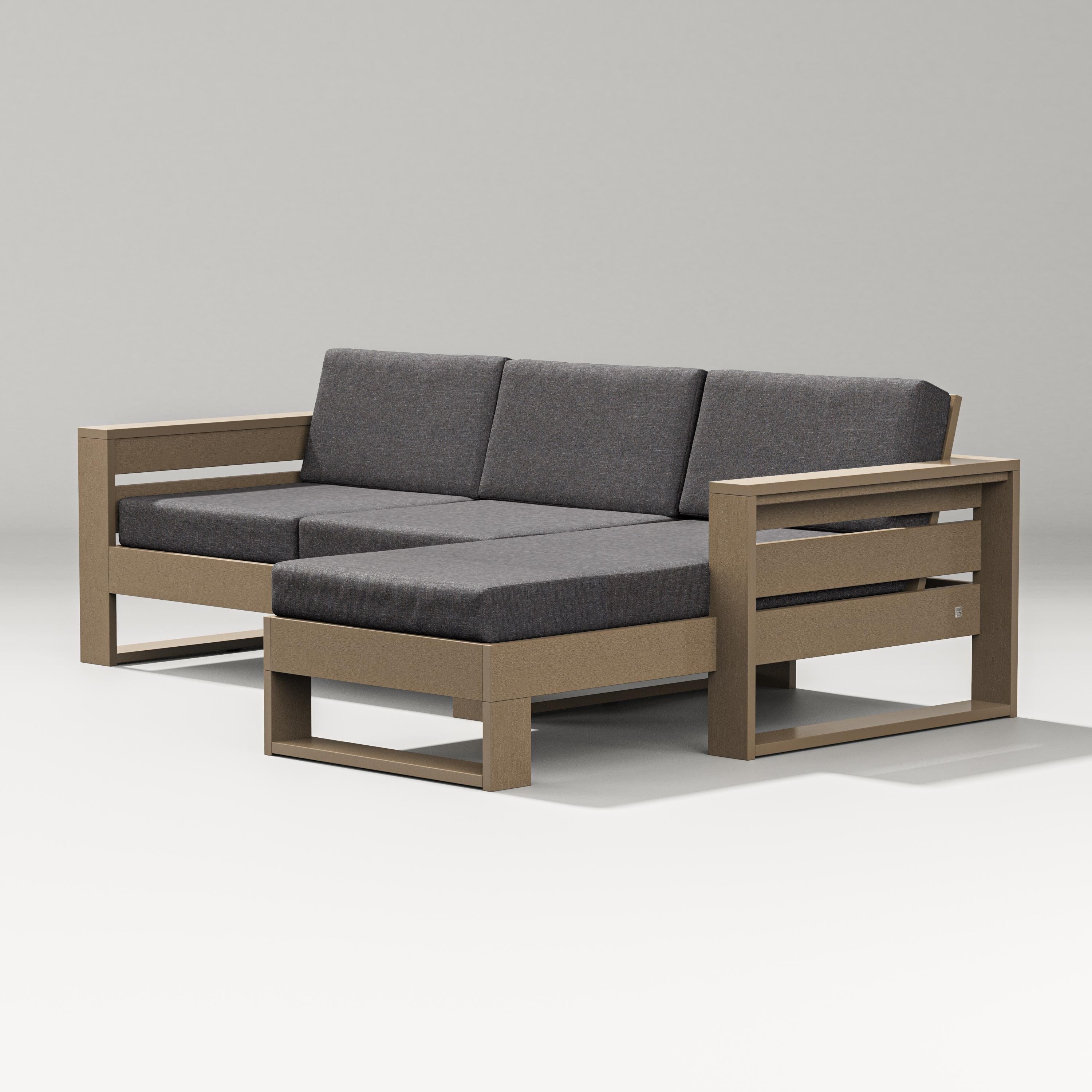 PW Designer Series Latitude Right Chaise Sectional in Vintage Sahara / Ash Charcoal